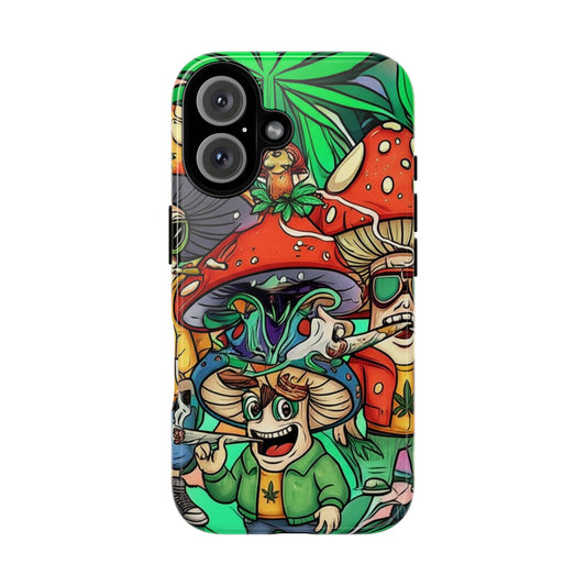 Vibrant Phone Case Featuring Funky Mushroom Art, Tough Cases, Trendy Accessories, Unique Gifts, Eclectic Style, Phone Protection