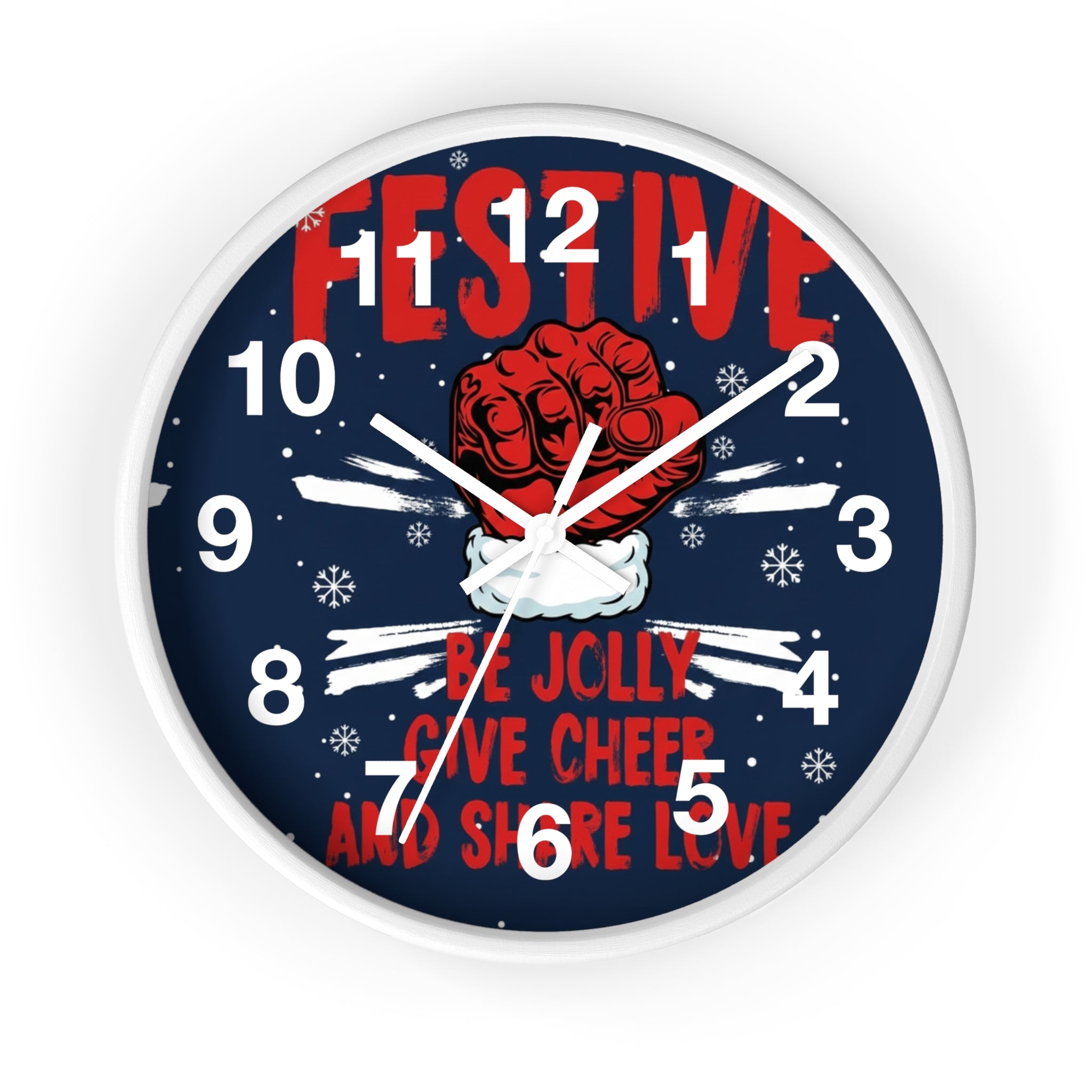 Festive Holiday Wall Clock — "Be Jolly, Give Cheer and Share Love"
