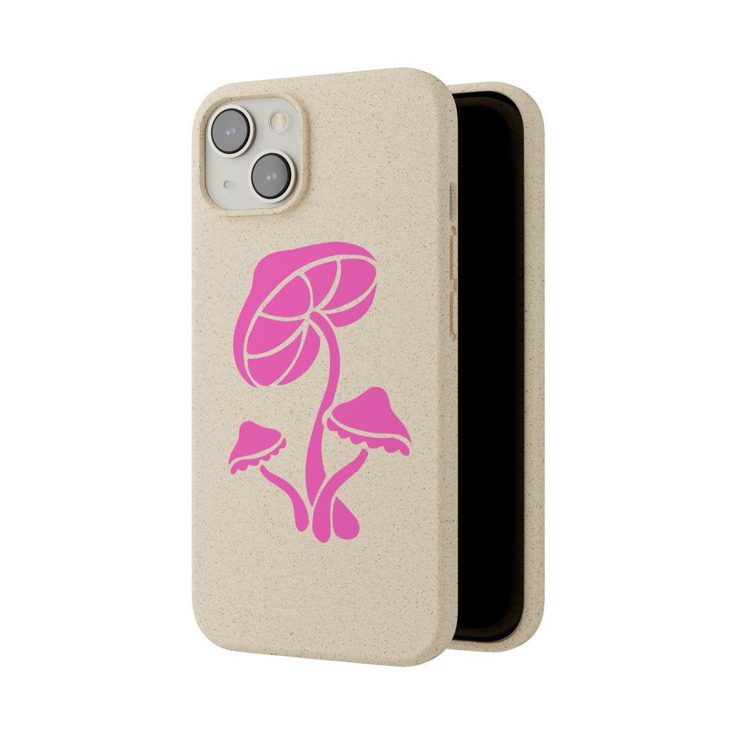 Eco-Friendly Phone Case with Pink Mushroom Design, Biodegradable Phone Cover, Sustainable Gift for Nature Lovers, Earth Day Gift, Cute Phone