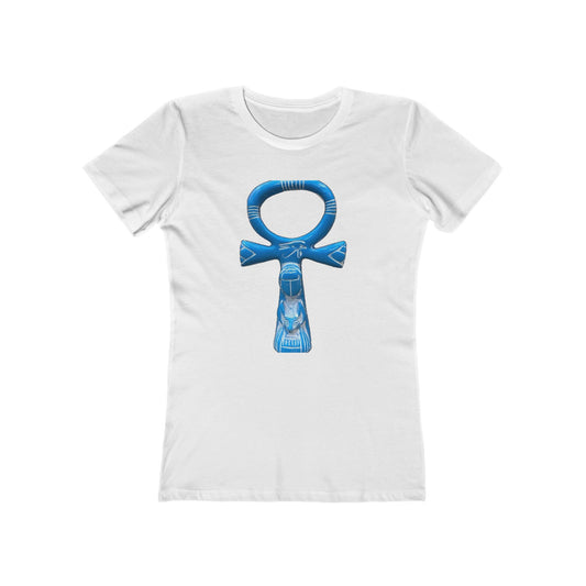 Women’s Boyfriend Tee with Ankh Design, Casual T-Shirt for Everyday Wear, Unique Graphic Tee, Gift for Her, Summer Fashion