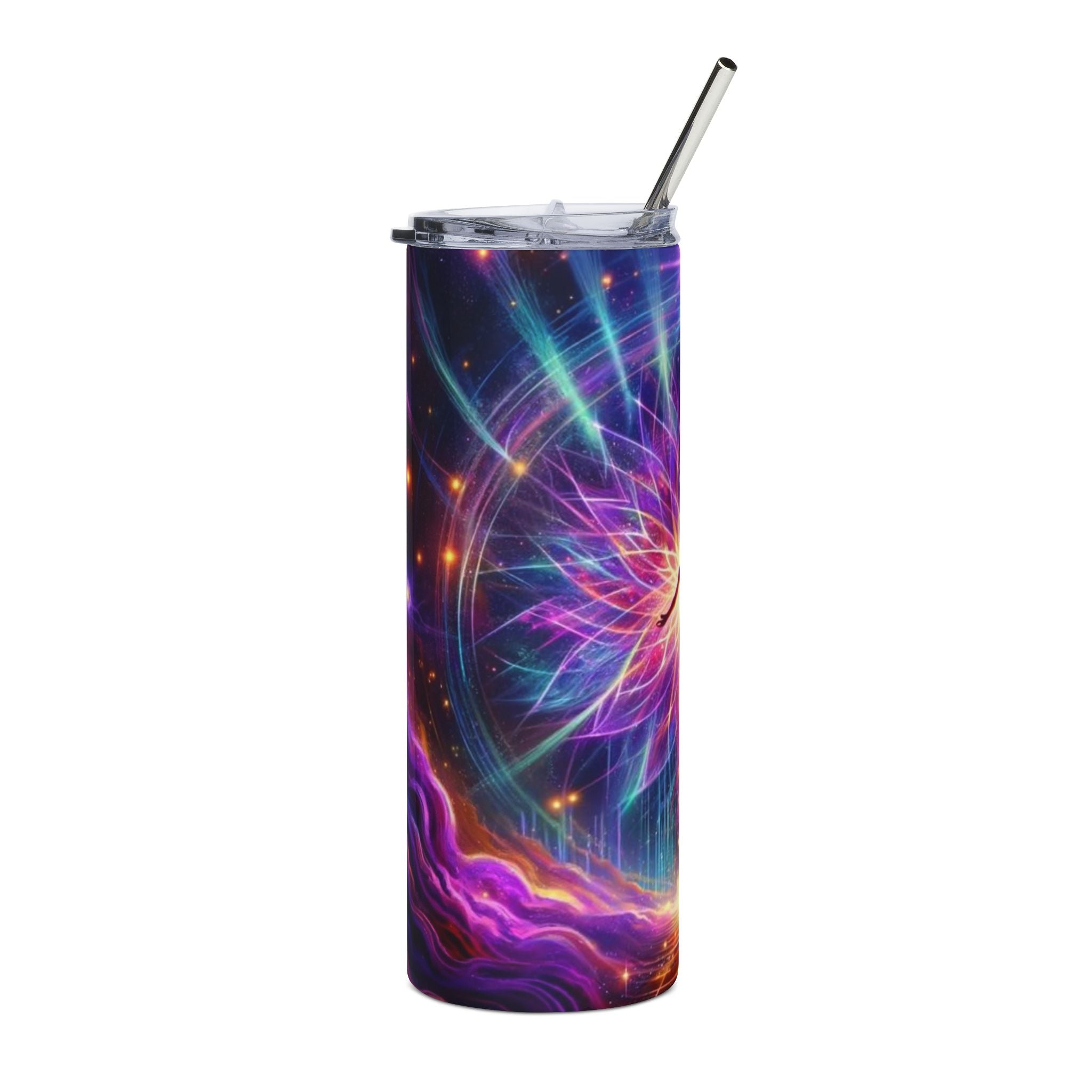 Celestial Stainless Steel Tumbler, 20oz | Vibrant Travel Mug, Infinity Design, Spiritual Gift, Yoga Accessory, Colorful Drinkware