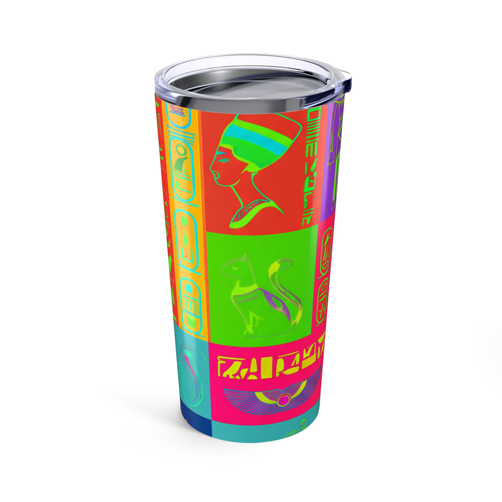 Colorful Egypt-Inspired Tumbler 20oz, Fun Travel Mug, Bohemian Drinkware, Unique Gift for Egypt Lovers, Vibrant Insulated Cup