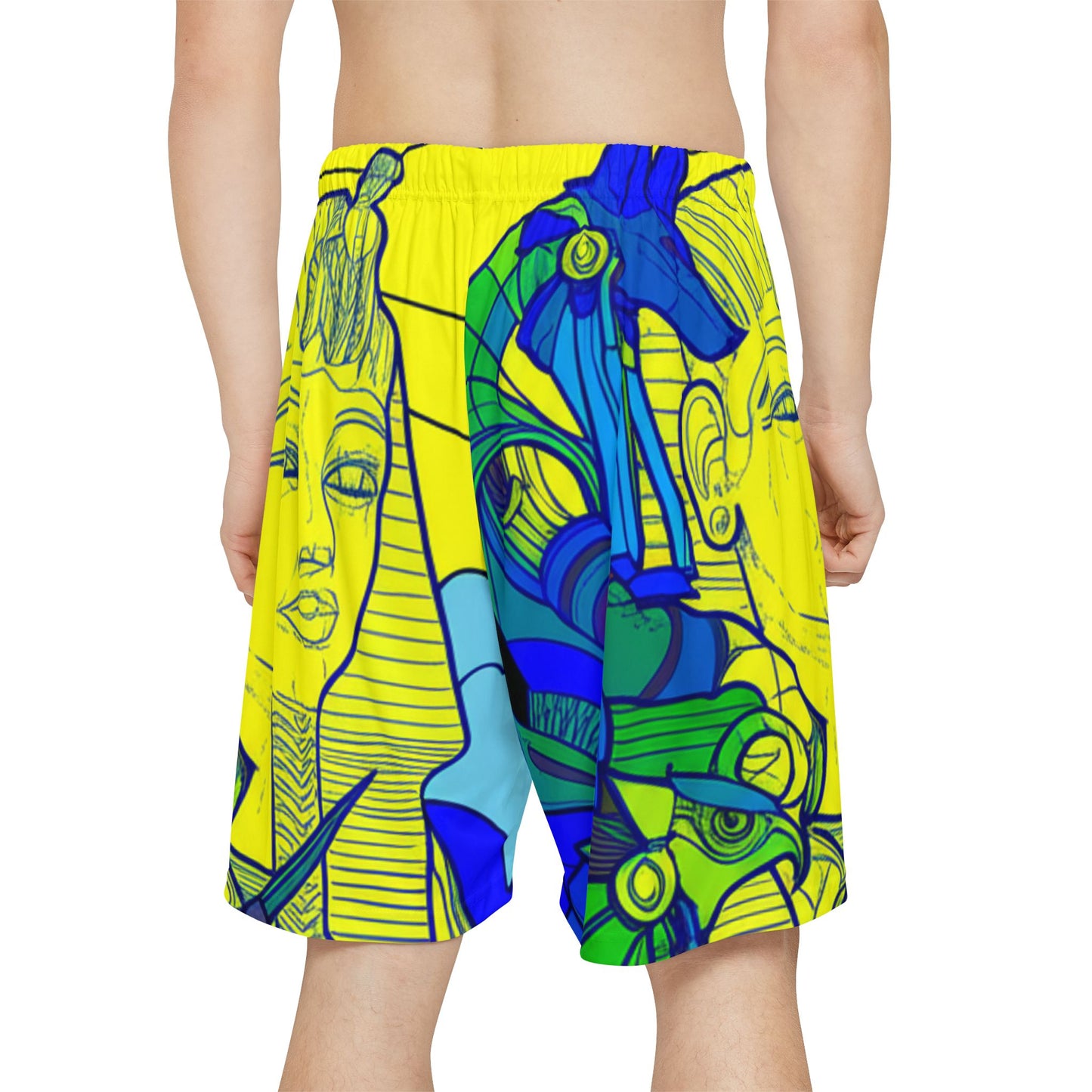 Copy of Vibrant Egyptian Themed Men's Sports Shorts, Cool Beach Shorts, Workout Wear, Summer Activewear, AOP Athletic Shorts