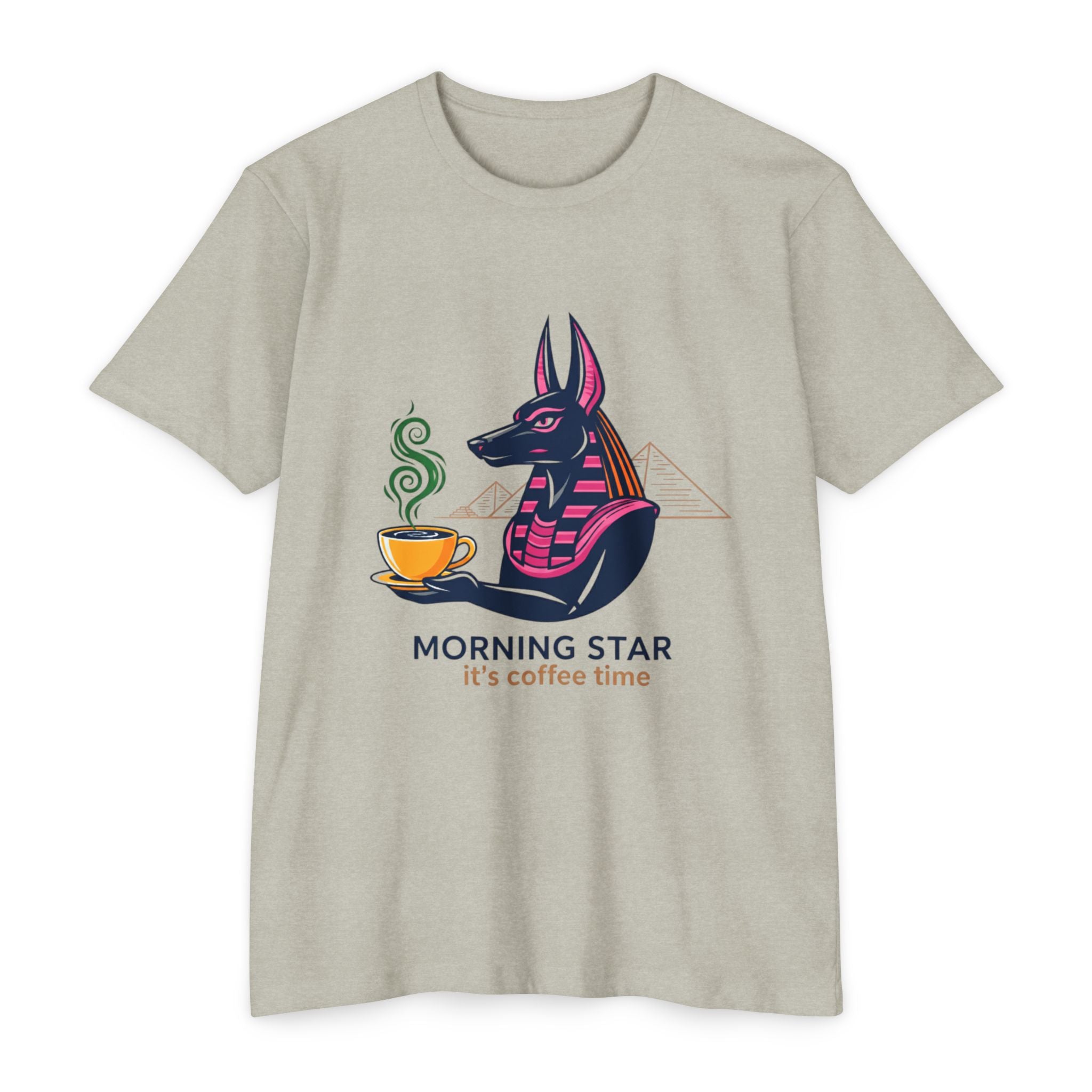 Coffee-Themed Unisex T-Shirt, Morning Star Design, Casual Wear for Dog Lovers, Gift for Coffee Enthusiasts, Fun Animal Art