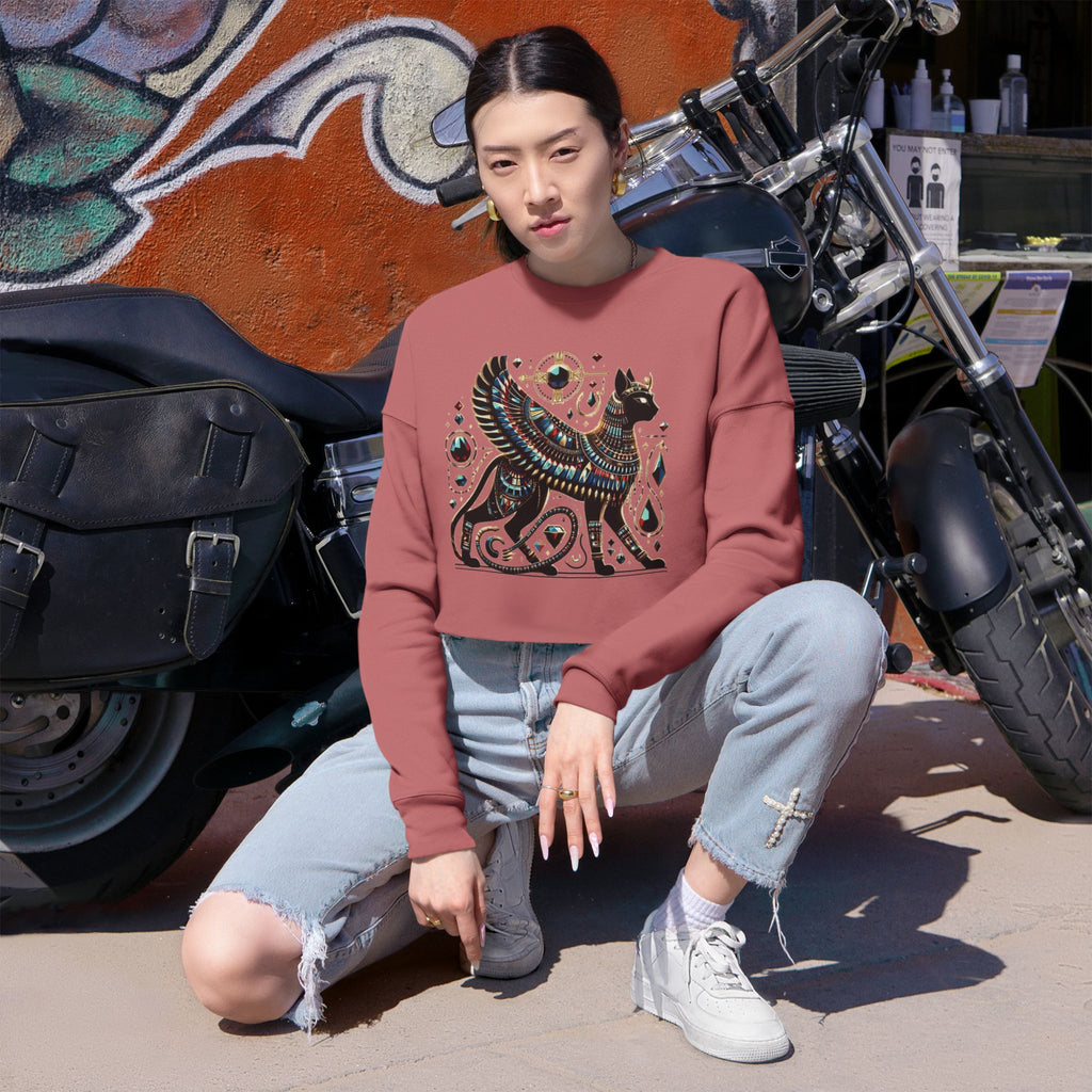 Chic Cat-Themed Women's Cropped Sweatshirt - Perfect for Everyday Wear, Cozy Casual Style, Gift for Cat Lovers, Trendy Fall Fashion, [...]