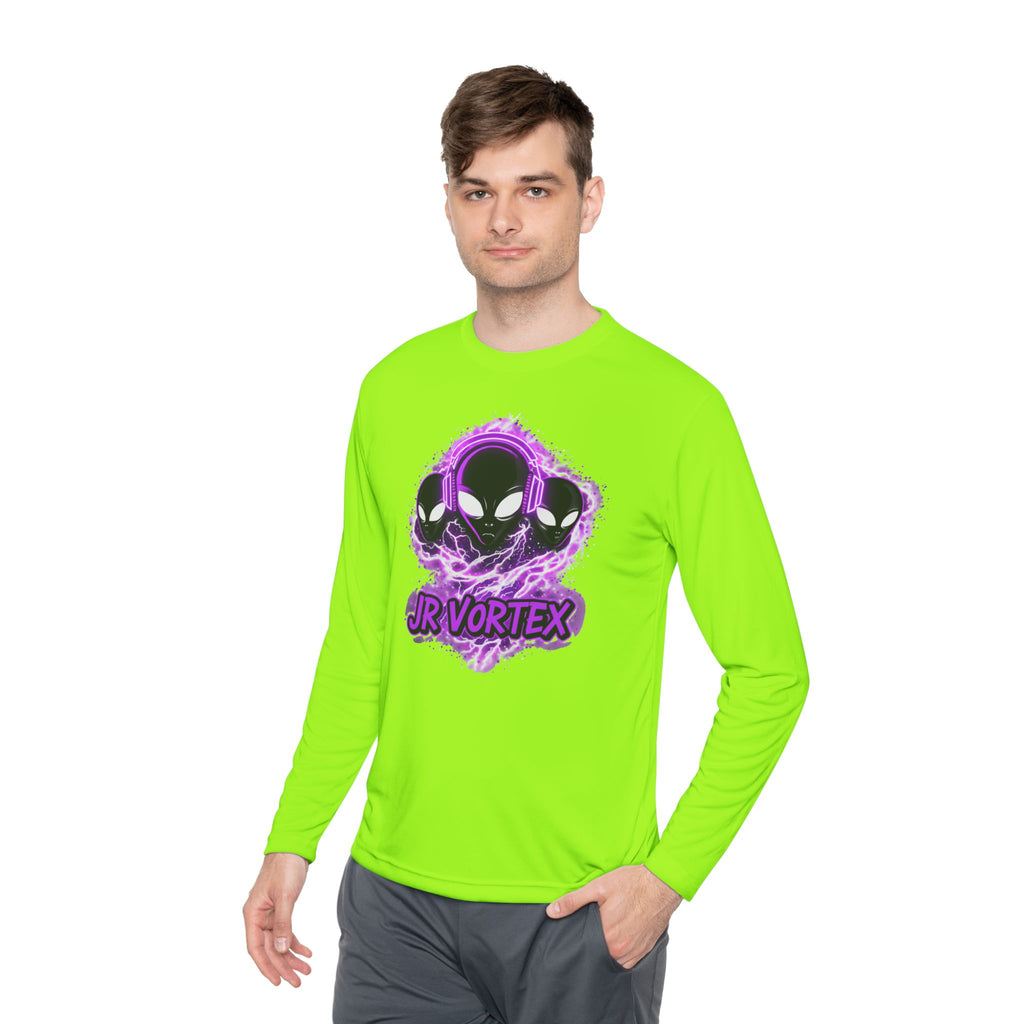 Alien Vortex Long Sleeve Tee — 'JR VORTEX' Graphic Sci‑Fi Shirt