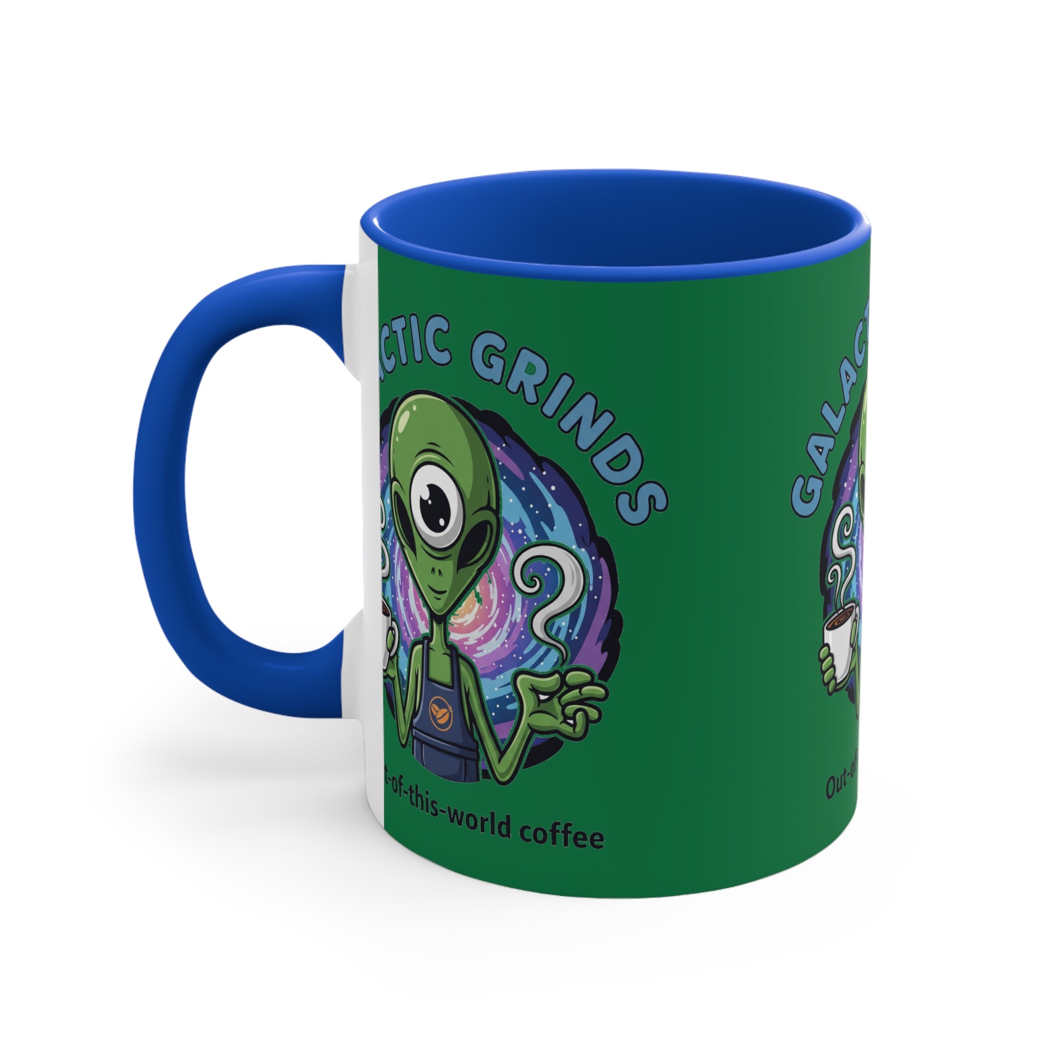 Galactic Grinds Alien Accent Mug - Fun Coffee Mug, Space Lover Gift, Unique Kitchen Decor, Whimsical Alien Design, Out-of-this-world Coffee