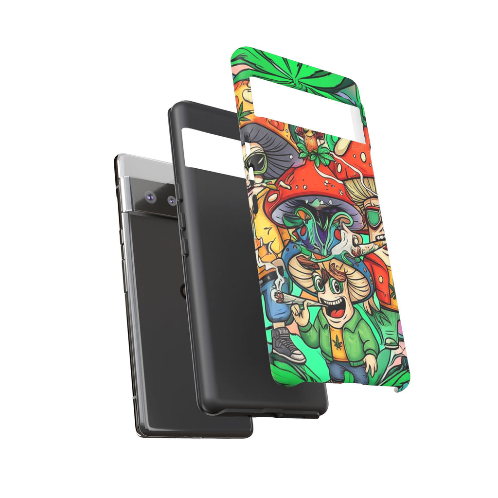 Vibrant Phone Case Featuring Funky Mushroom Art, Tough Cases, Trendy Accessories, Unique Gifts, Eclectic Style, Phone Protection