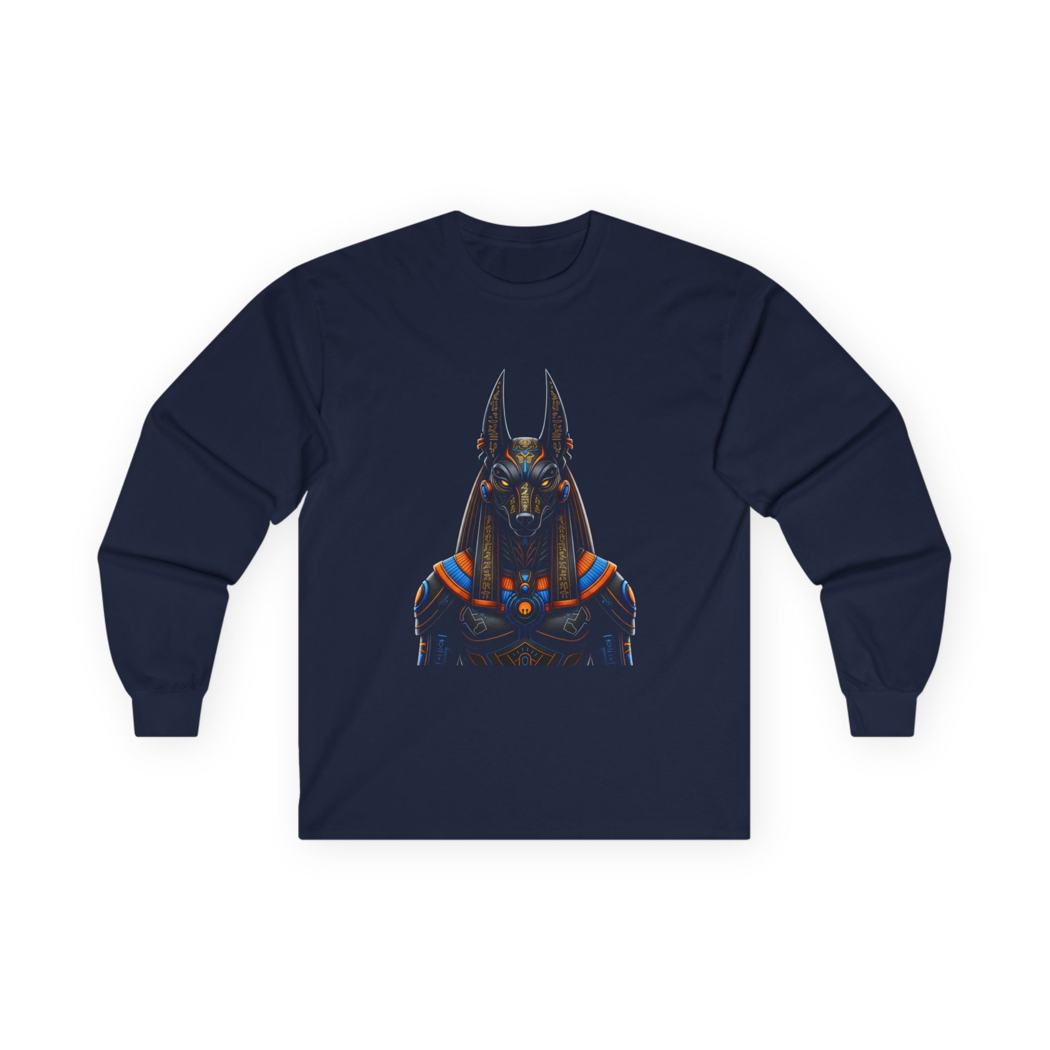 Stylish Anubis Long Sleeve Tee, Unisex Shirt, Casual Wear, Egyptian Mythology Gift, Halloween Apparel, Graphic Tee