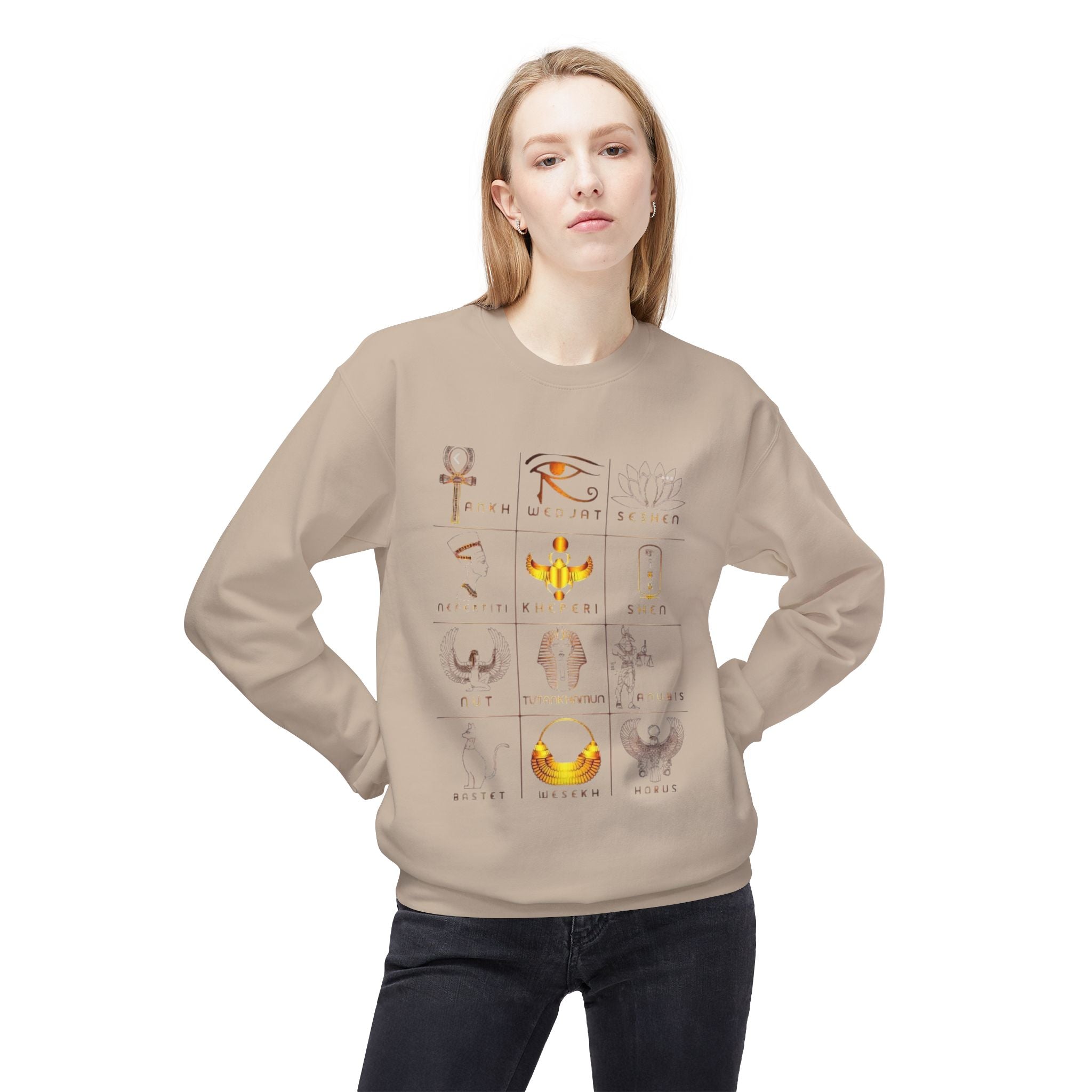 Egyptian Hieroglyphs Sweatshirt, Cozy Crewneck with Ancient Symbols, Unisex Fashion for History Lovers, Gift for Birthdays & Holidays