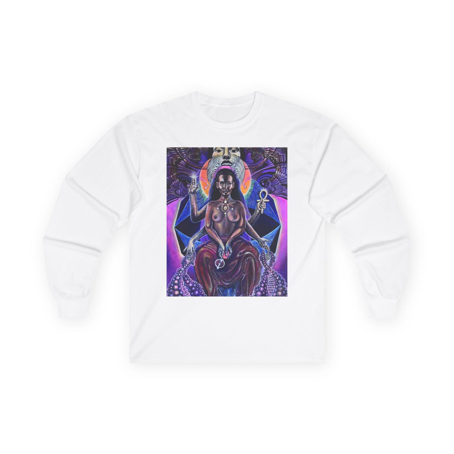 Mystical Goddess Long Sleeve Tee - Spiritual Art, Bohemian Style, Perfect for Festivals, Casual Wear, Gifts for Her