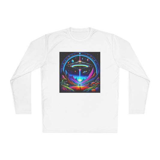 Cosmic Adventure Long Sleeve Tee | Unisex Lightweight Tee, UFO Graphic Shirt, Perfect for Festivals, Gifts, and Everyday Wear