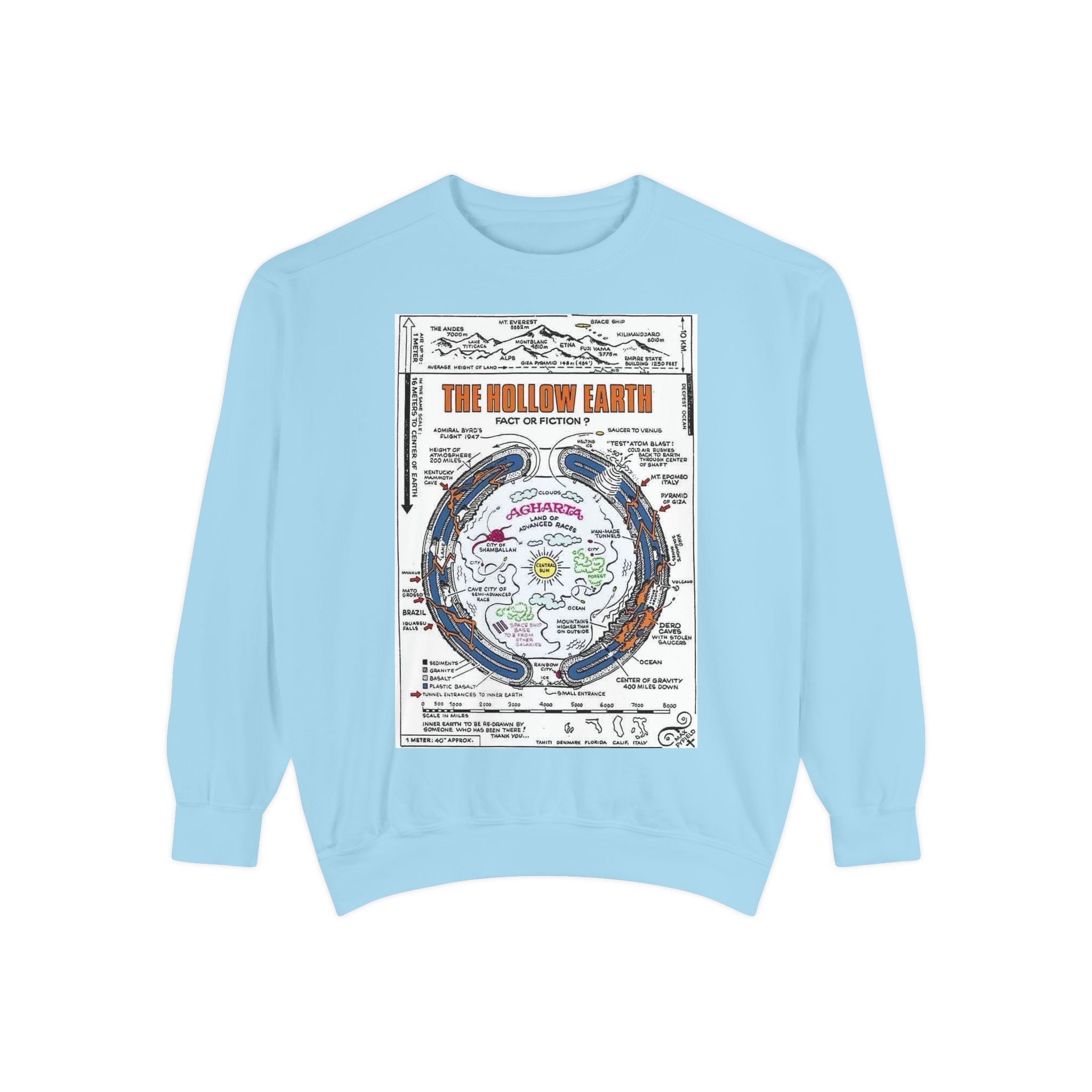 Hollow Earth Sweatshirt, Unisex Garment-Dyed Crewneck, Cozy Gift for Science Lovers, Earth Day Apparel, Great for Casual Wear