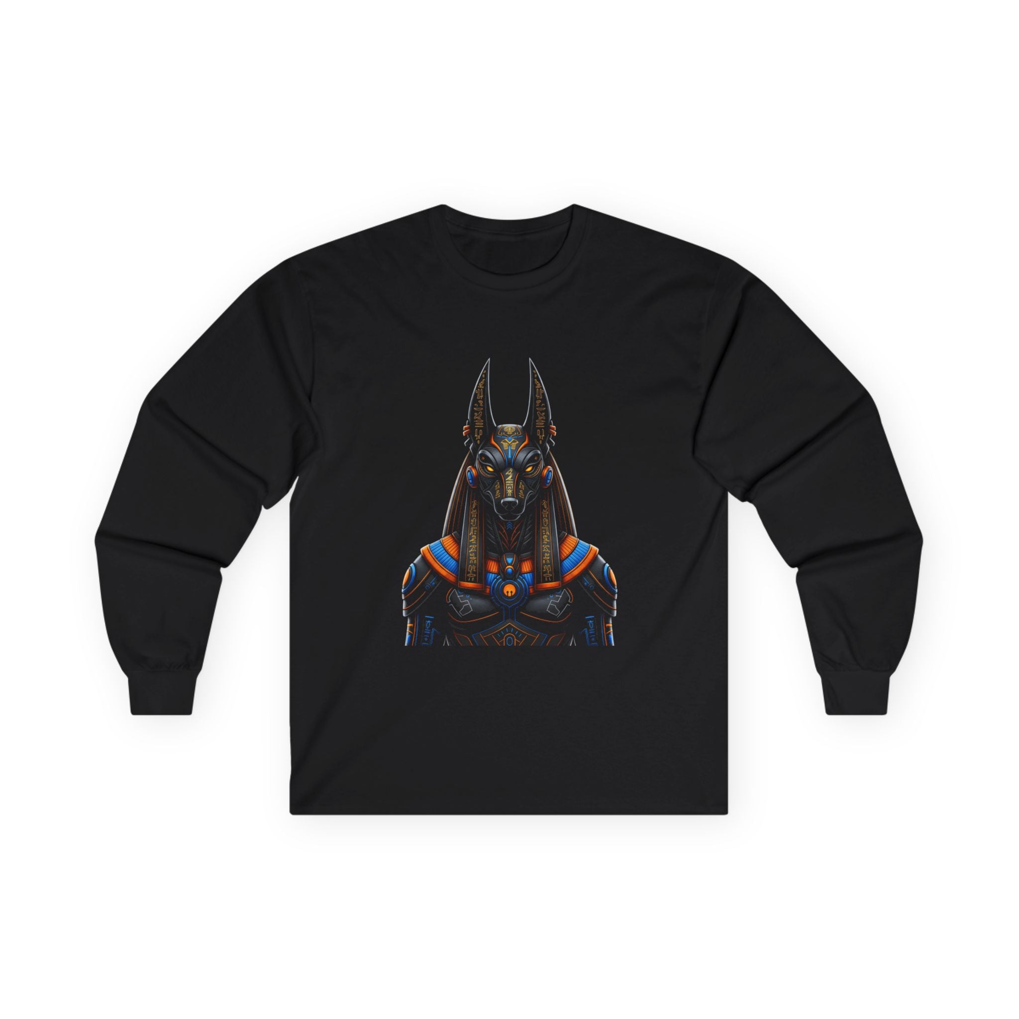 Stylish Anubis Long Sleeve Tee, Unisex Shirt, Casual Wear, Egyptian Mythology Gift, Halloween Apparel, Graphic Tee