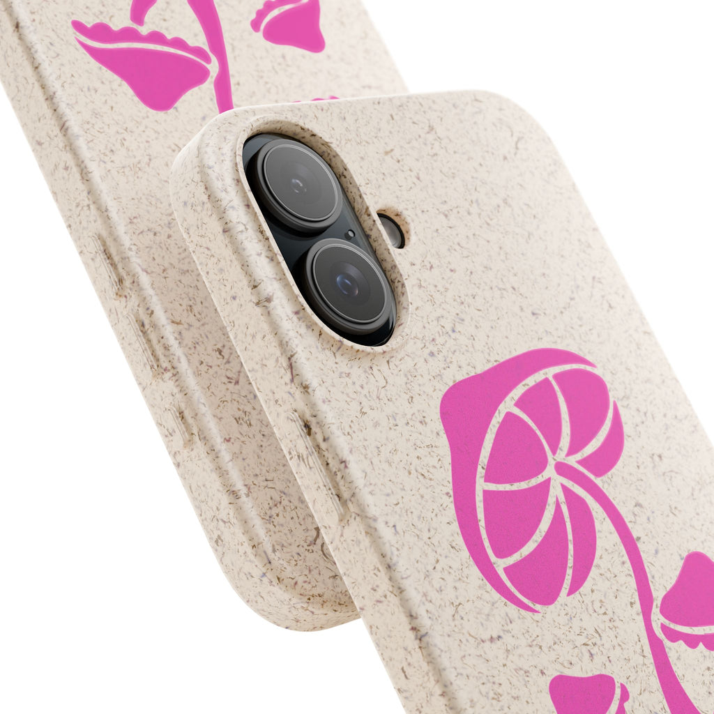 Eco-Friendly Phone Case with Pink Mushroom Design, Biodegradable Phone Cover, Sustainable Gift for Nature Lovers, Earth Day Gift, Cute Phone