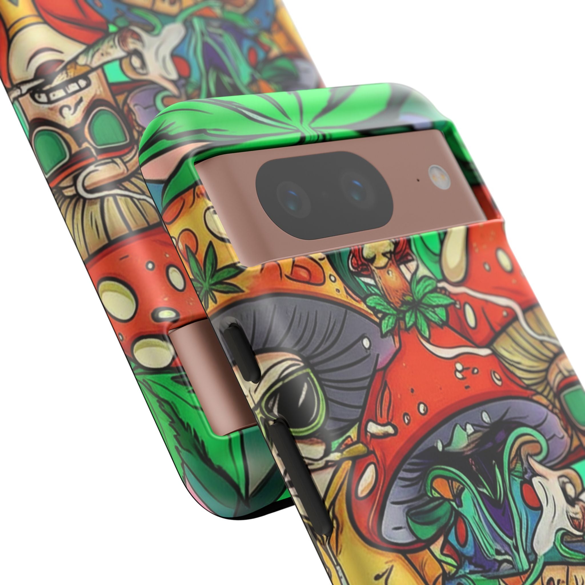 Vibrant Phone Case Featuring Funky Mushroom Art, Tough Cases, Trendy Accessories, Unique Gifts, Eclectic Style, Phone Protection