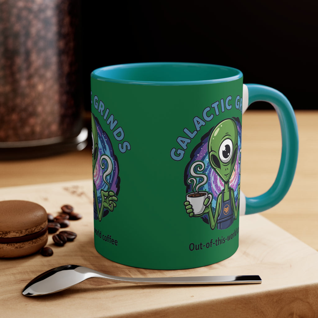Galactic Grinds Alien Accent Mug - Fun Coffee Mug, Space Lover Gift, Unique Kitchen Decor, Whimsical Alien Design, Out-of-this-world Coffee