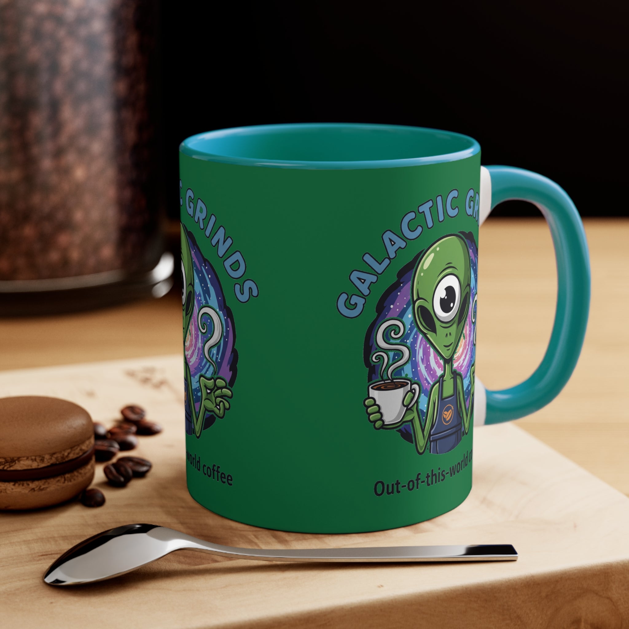 Galactic Grinds Alien Accent Mug - Fun Coffee Mug, Space Lover Gift, Unique Kitchen Decor, Whimsical Alien Design, Out-of-this-world Coffee