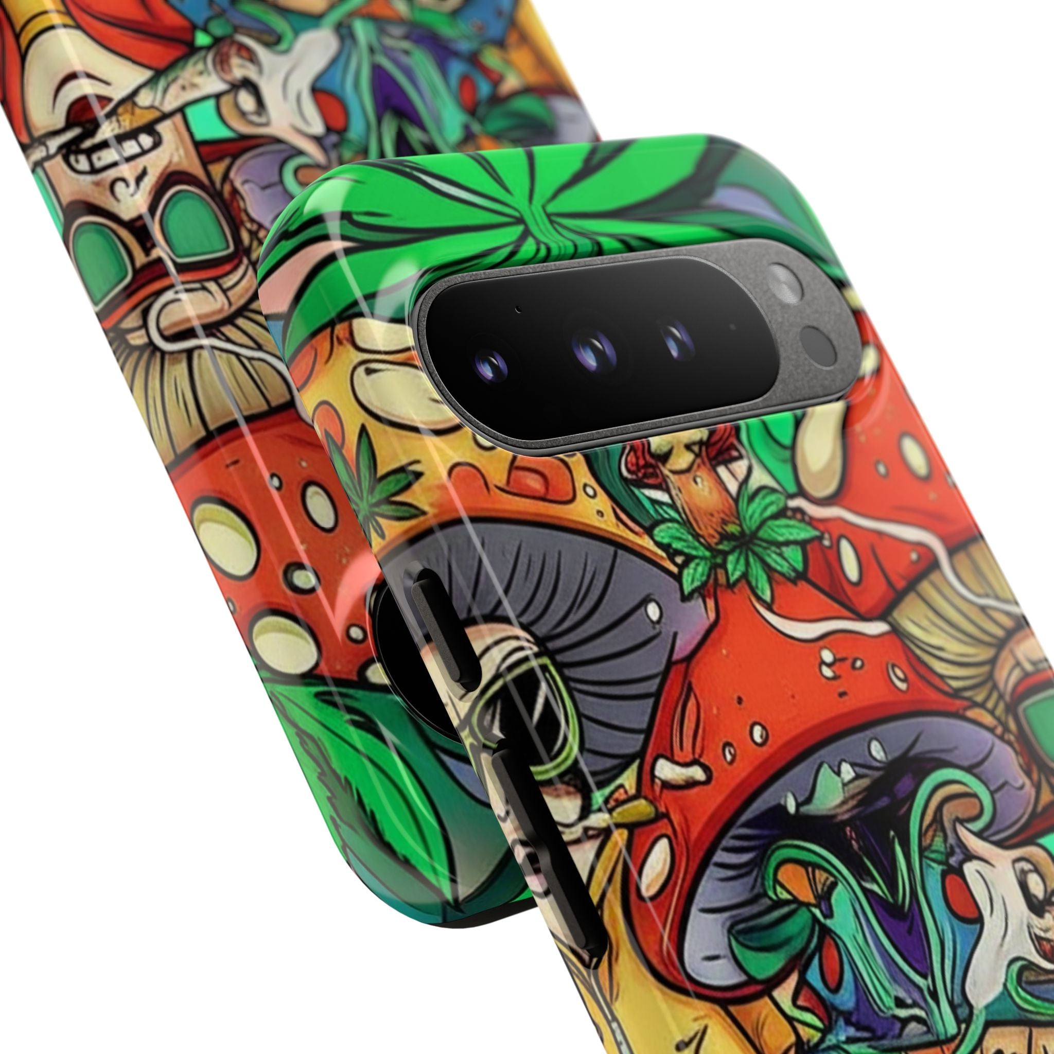 Vibrant Phone Case Featuring Funky Mushroom Art, Tough Cases, Trendy Accessories, Unique Gifts, Eclectic Style, Phone Protection