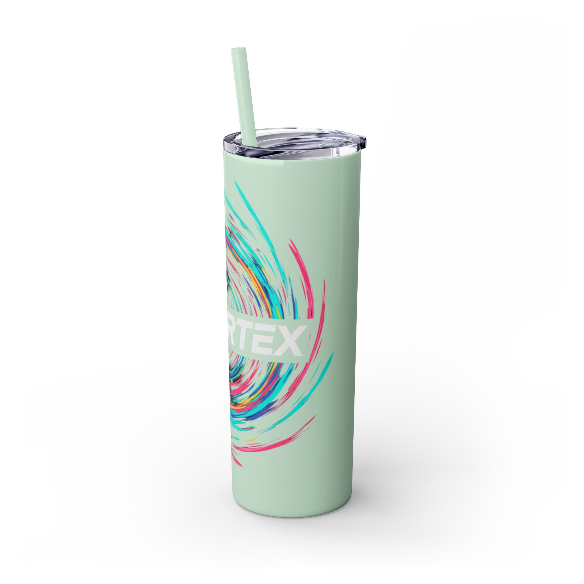 Colorful Swirl Skinny Tumbler with Straw, 20oz | Insulated Drinkware | Perfect for Gifts, Travel, Office, Beach, Summer Vibes