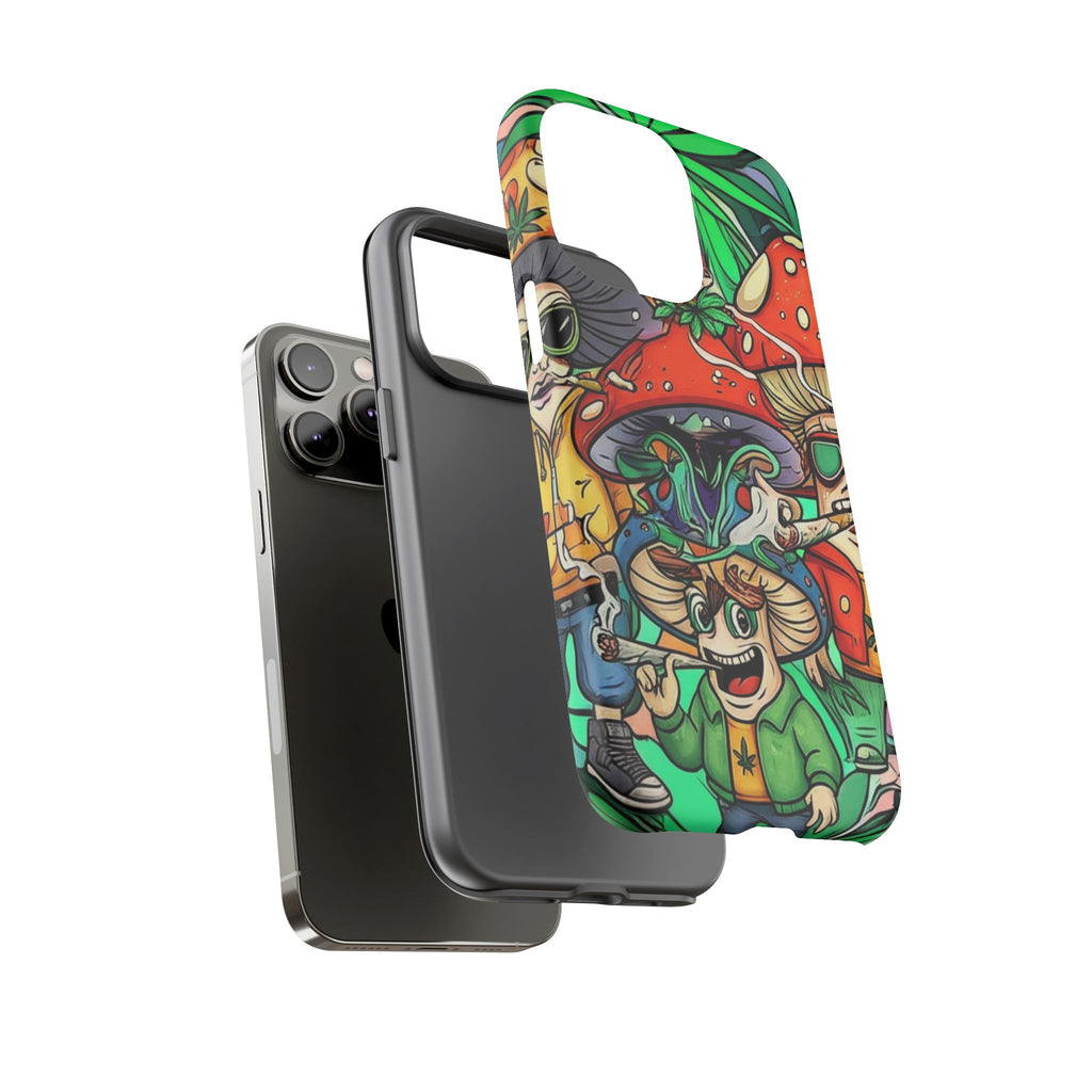 Vibrant Phone Case Featuring Funky Mushroom Art, Tough Cases, Trendy Accessories, Unique Gifts, Eclectic Style, Phone Protection