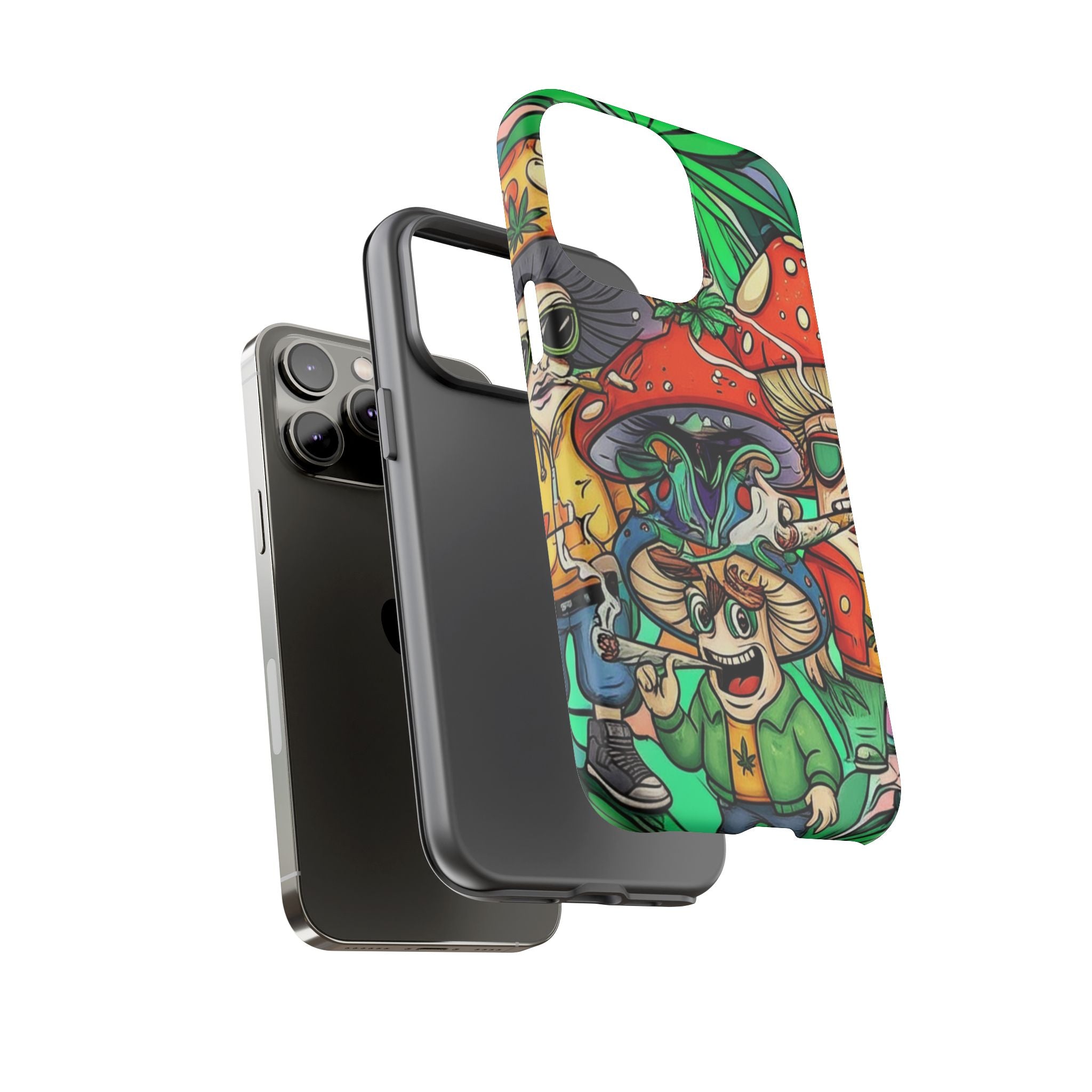 Vibrant Phone Case Featuring Funky Mushroom Art, Tough Cases, Trendy Accessories, Unique Gifts, Eclectic Style, Phone Protection