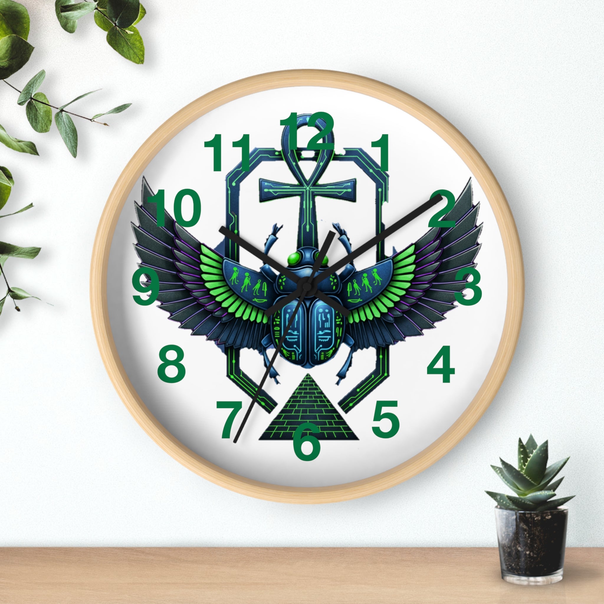 Egyptian Inspired Wall Clock, Unique Home Decor, Gift for Her, Vintage Style, Bohemian Wall Art, Eco-Friendly Timepiece