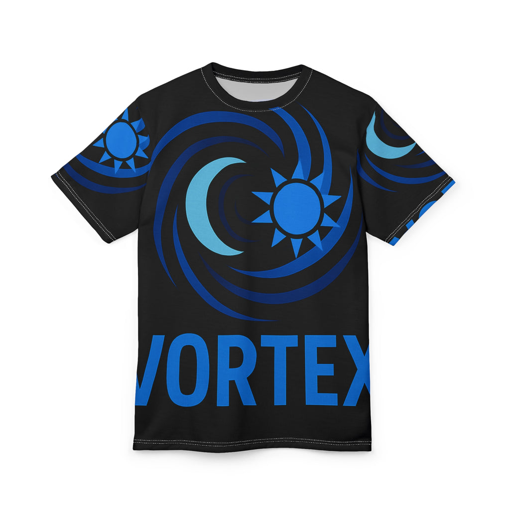Vortex Unisex AOP Tee -🔖 Bold Graphic T-Shirt, Unique Summer Wear, Gift for Music Lovers, Festival Fashion, Casual Daily Tee
