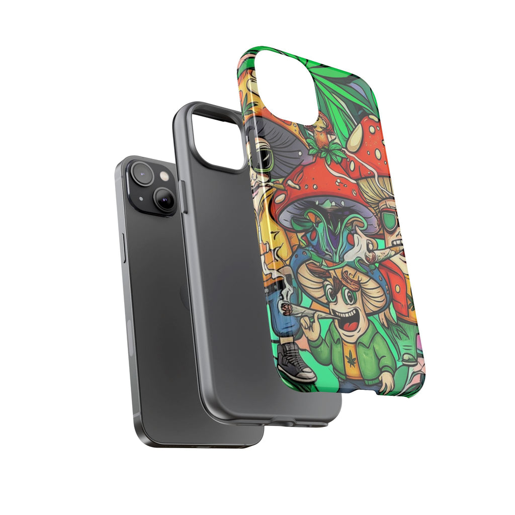 Vibrant Phone Case Featuring Funky Mushroom Art, Tough Cases, Trendy Accessories, Unique Gifts, Eclectic Style, Phone Protection