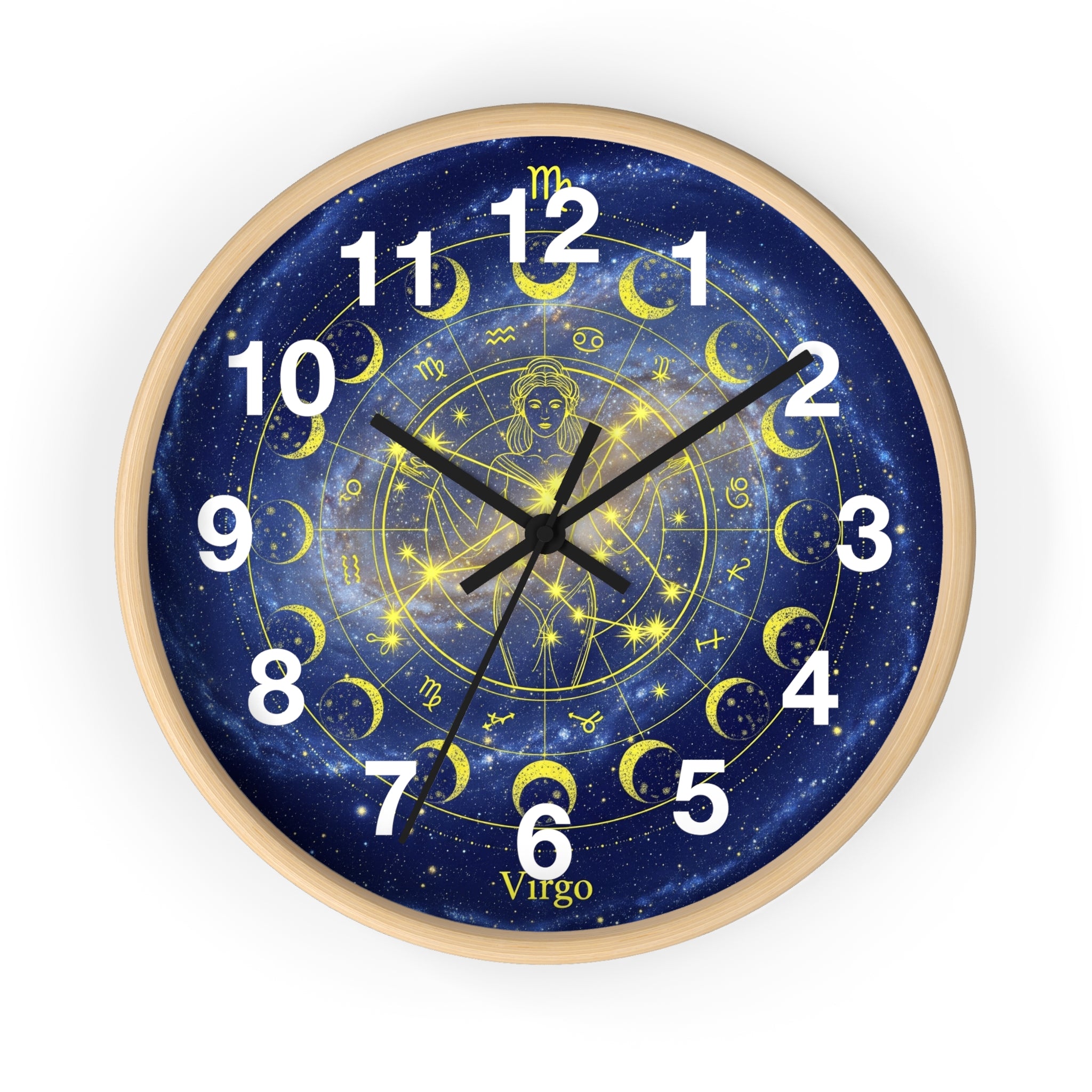 Celestial Virgo Wall Clock - Zodiac Decor for Astrology Lovers, Unique Gift for Birthday, Home Office Wall Art, Cosmic Timepiece