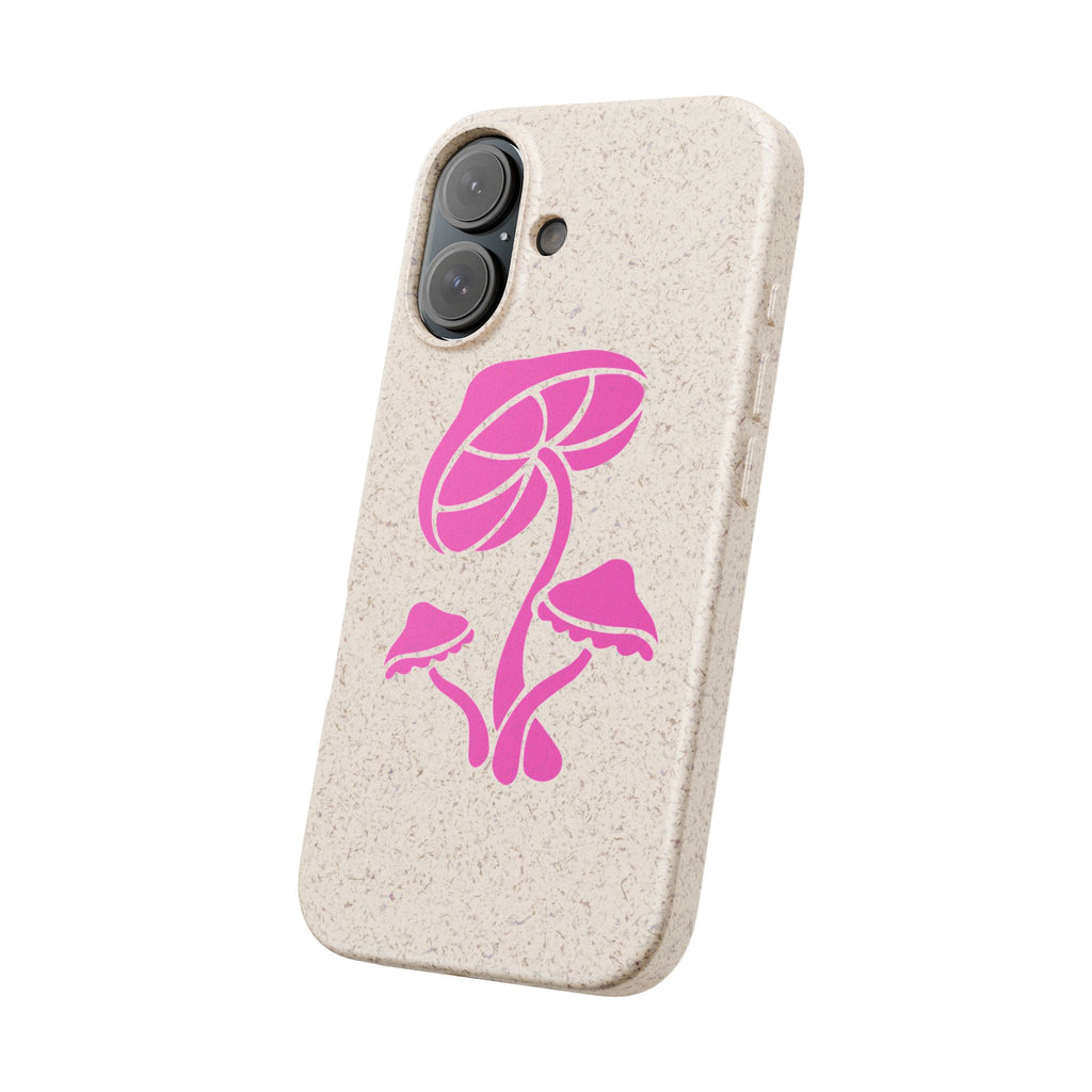 Eco-Friendly Phone Case with Pink Mushroom Design, Biodegradable Phone Cover, Sustainable Gift for Nature Lovers, Earth Day Gift, Cute Phone