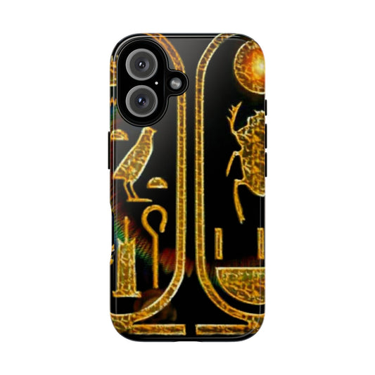Golden Egyptian Hieroglyphs Phone Case, Tough Cases, Customizable Phone Cover, Unique Gift, Pharaoh Design, Phone Accessories