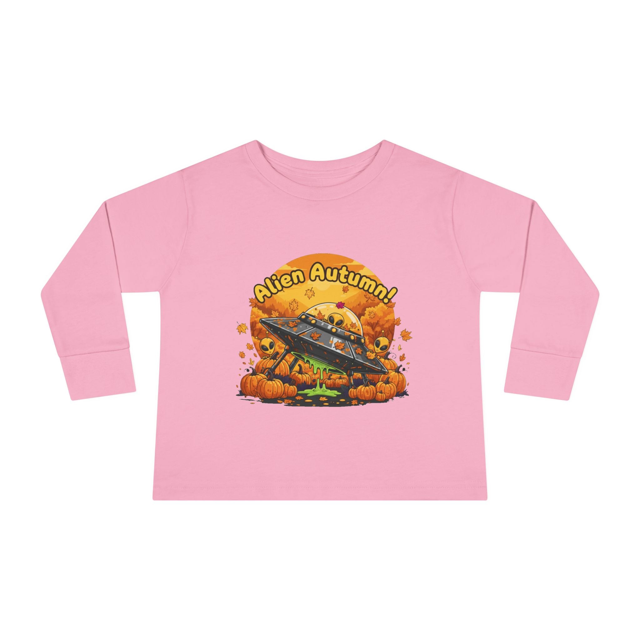 Toddler Long Sleeve Tee - Alien Autumn Adventure, Cute Kids Fall Shirt, Halloween Gift, Fun Toddler Shirt, Fall Fashion for Kids