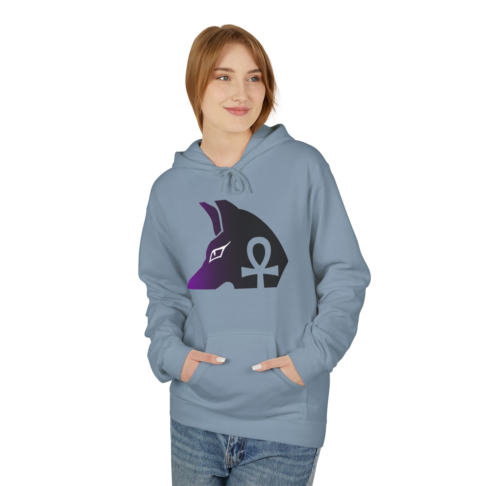 Ankh Symbol Fleece Hoodie | Unisex Cozy Wear for Spiritual Souls, Perfect Gift for Festivals, Meditation, and Everyday Comfort