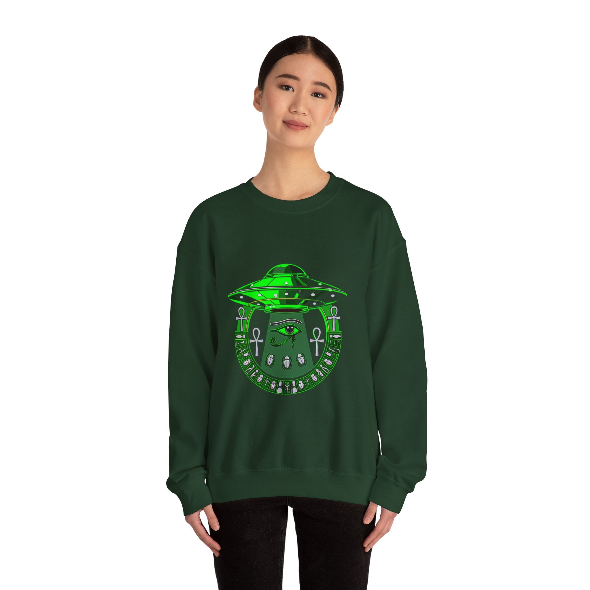 Alien Abduction Graphic Sweatshirt, Cozy Unisex Crewneck, UFO Lover Gift, Space-Themed Apparel, Casual Everyday Wear