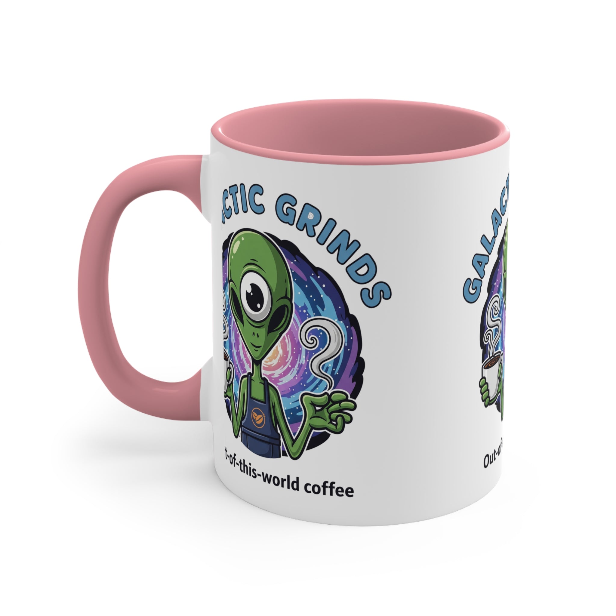 Galactic Grinds Alien 11oz Accent Mug, Fun Coffee Mug for Sci-Fi Lovers, Unique Gift for Birthdays and Holidays, Quirky Drinkware