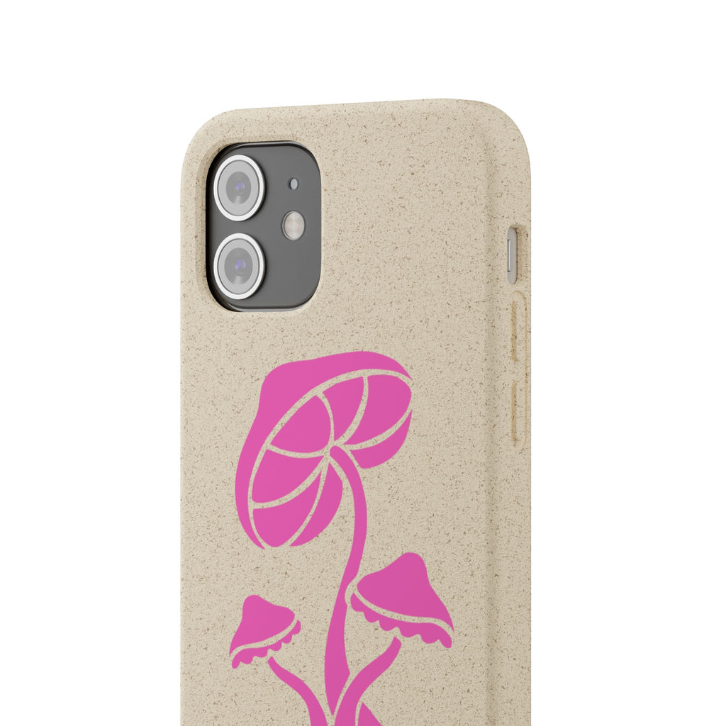 Eco-Friendly Phone Case with Pink Mushroom Design, Biodegradable Phone Cover, Sustainable Gift for Nature Lovers, Earth Day Gift, Cute Phone