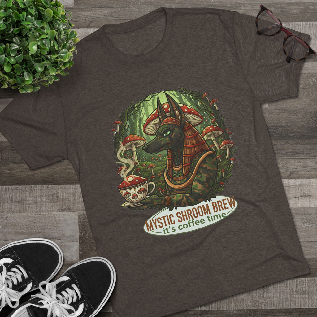 Mystic Shroom Brew Tee, Coffee Lover Shirt, Unisex Graphic Tee, Casual Wear, Nature Inspired Apparel, Unique Gift for Him or Her
