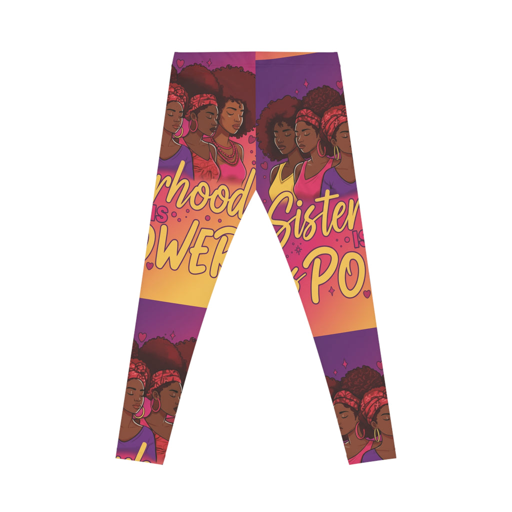 Sisterhood is Power Women's Casual Leggings, Trendy Fitness Tights, Empowerment Yoga Pants, Gift for Sisters, Celebratory Workout Apparel