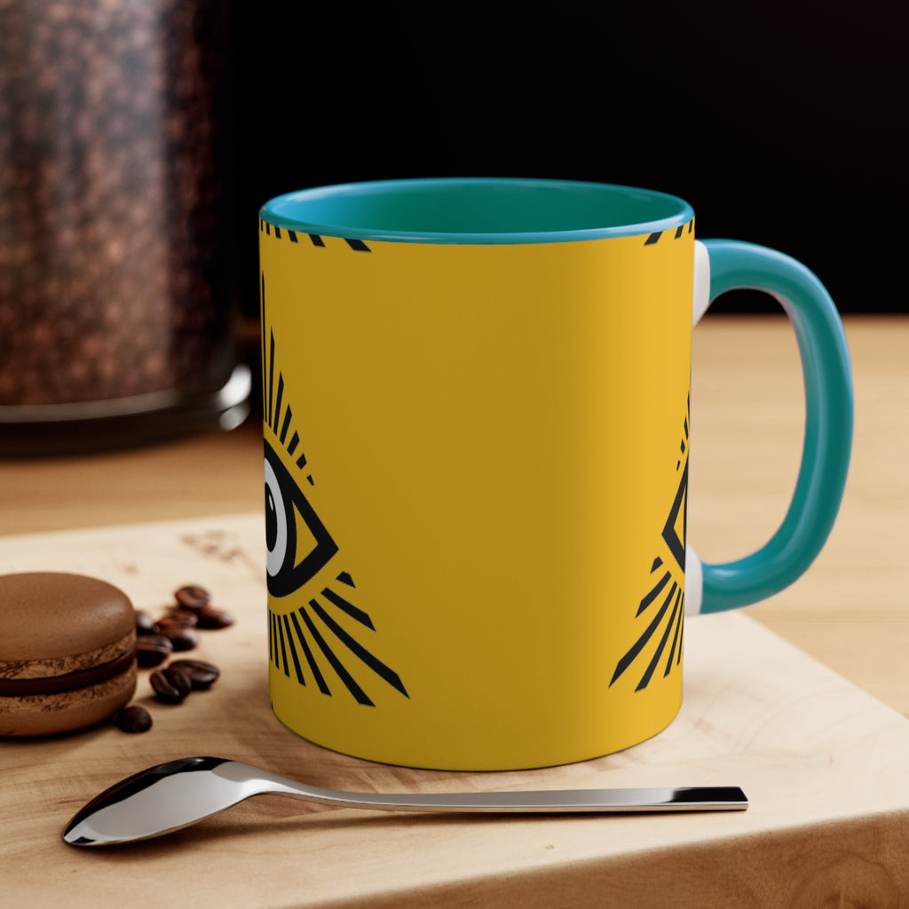 Mystical Eye Accent Mug - Bohemian Coffee Cup, Unique Gift for Occasions, Artistic Home Decor, Tea Mug, Spirituality