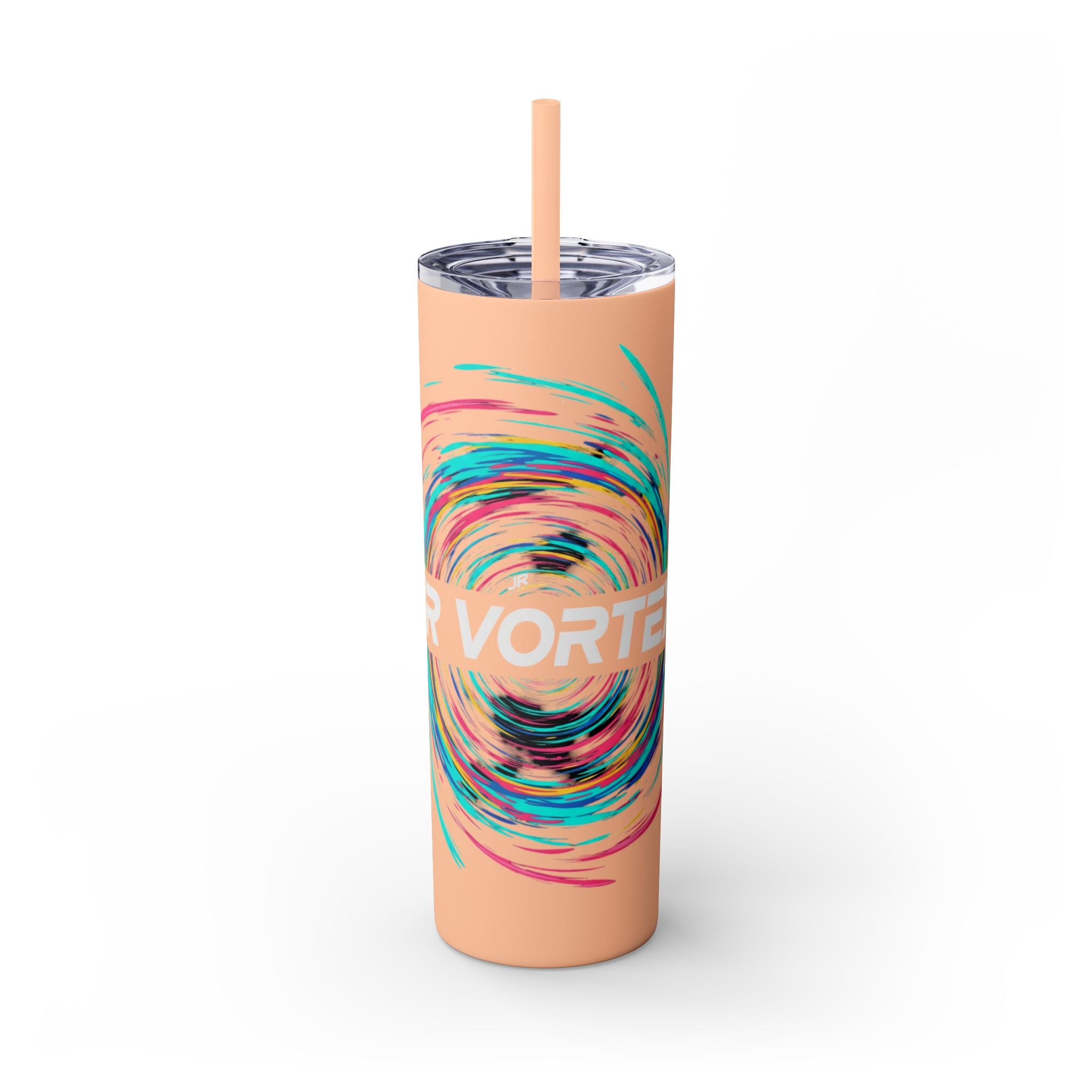 Colorful Swirl Skinny Tumbler with Straw, 20oz | Insulated Drinkware | Perfect for Gifts, Travel, Office, Beach, Summer Vibes