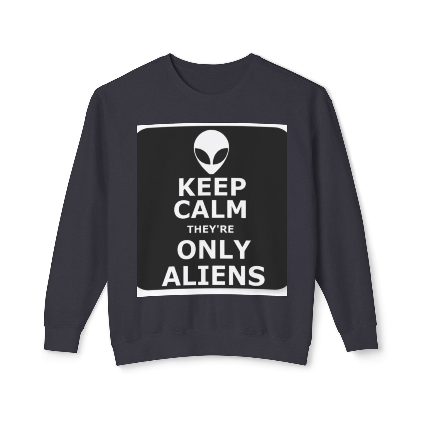 Aliens Lightweight Sweatshirt, UFO Crewneck Jumper, Sci-Fi Extraterrestrial Sweater, Space Print Top, Galaxy Pullover, Outer Space Clothing