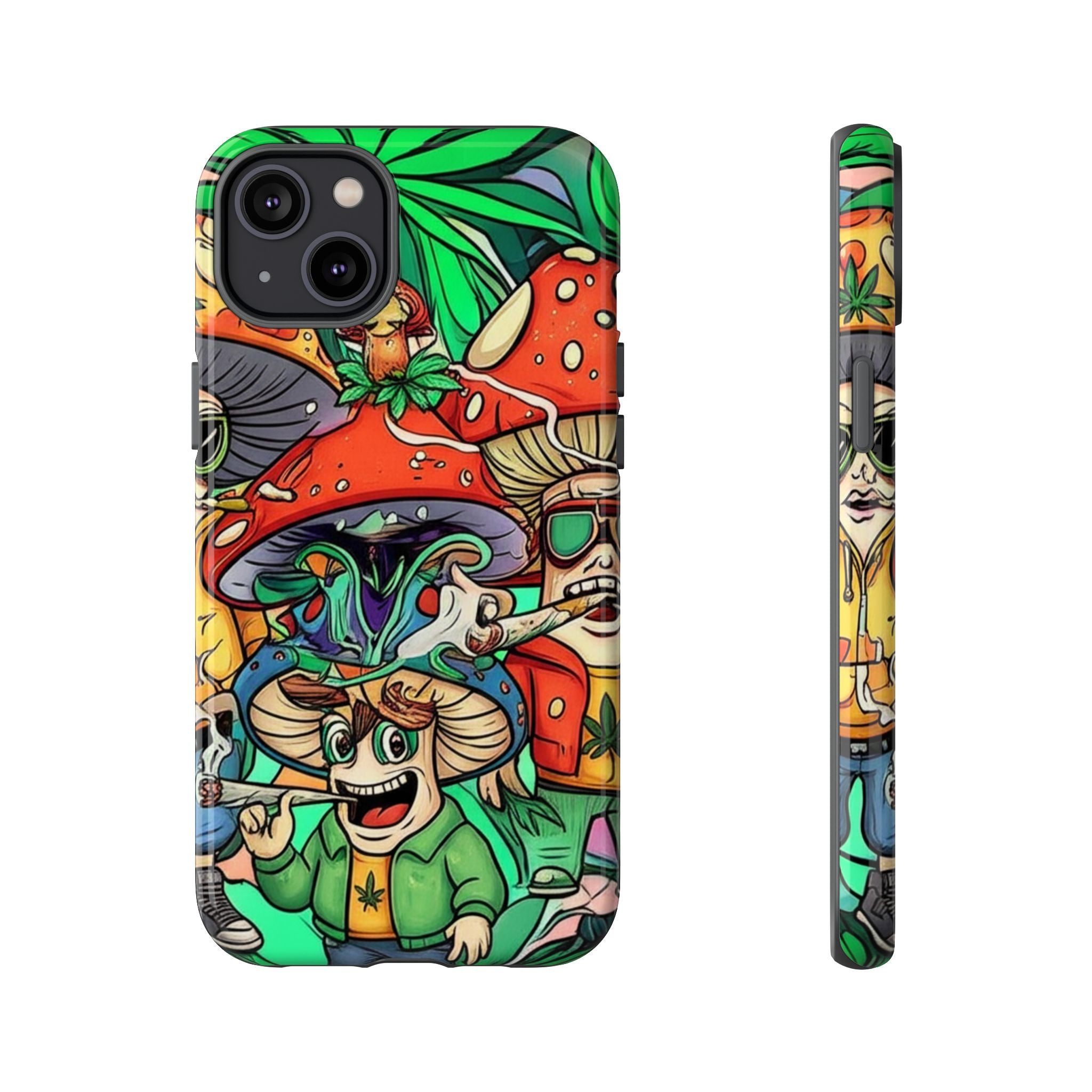 Vibrant Phone Case Featuring Funky Mushroom Art, Tough Cases, Trendy Accessories, Unique Gifts, Eclectic Style, Phone Protection