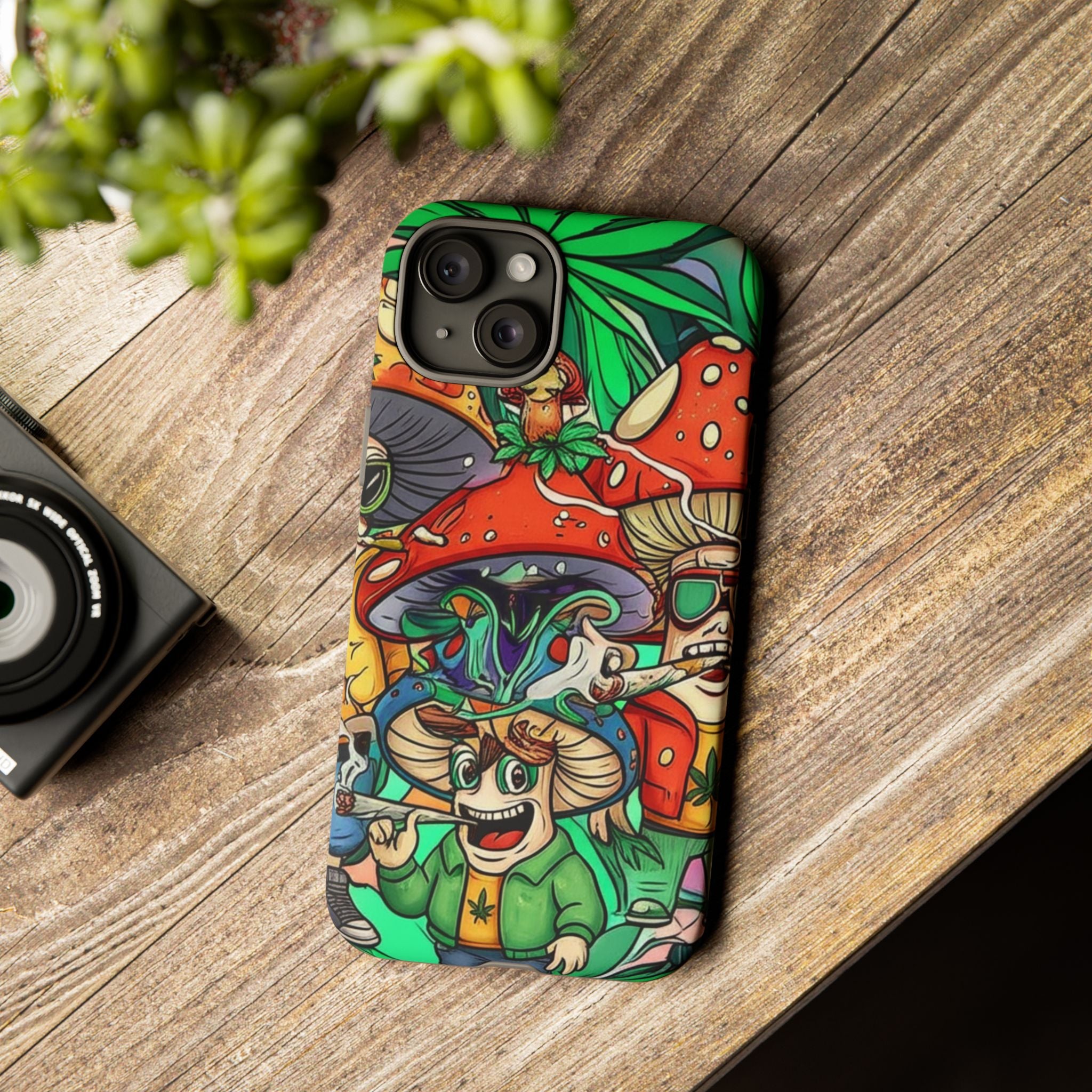 Vibrant Phone Case Featuring Funky Mushroom Art, Tough Cases, Trendy Accessories, Unique Gifts, Eclectic Style, Phone Protection