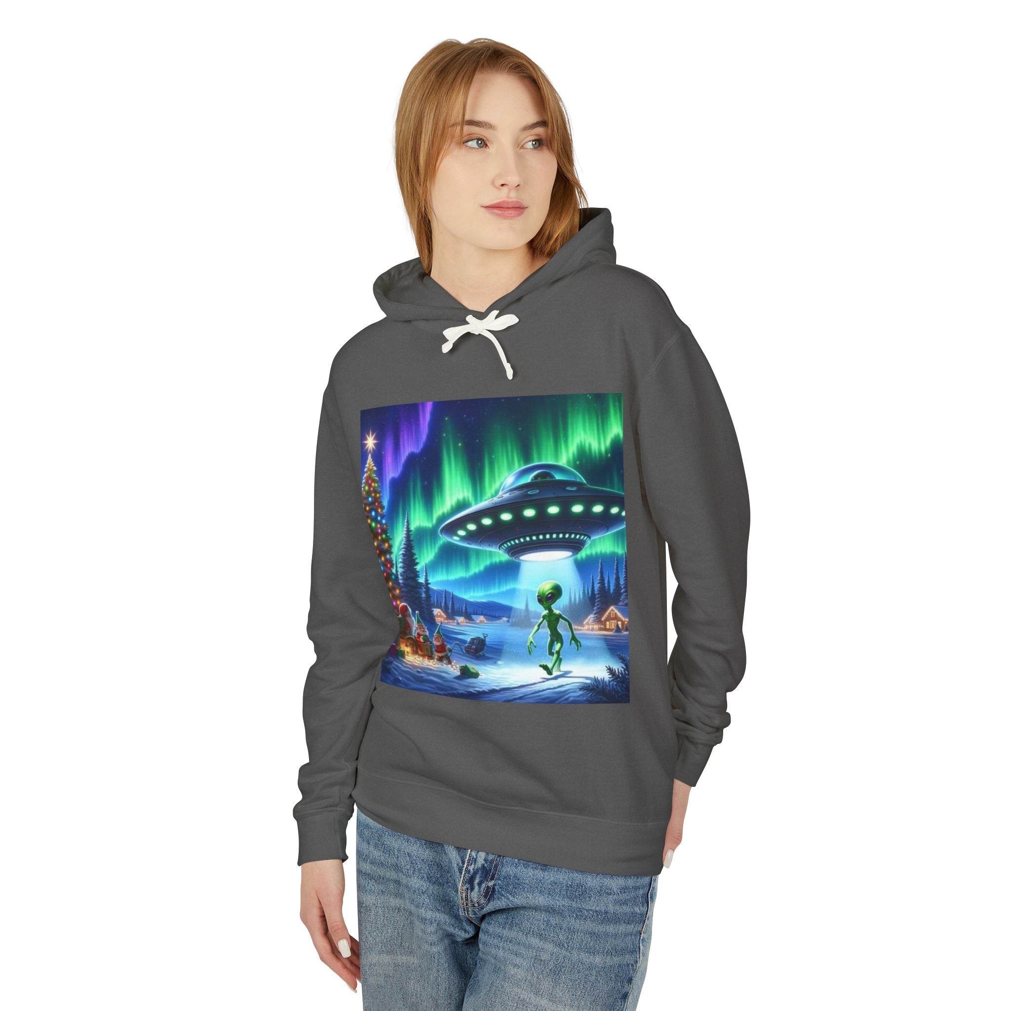 Alien Christmas Lightweight Hoodie
