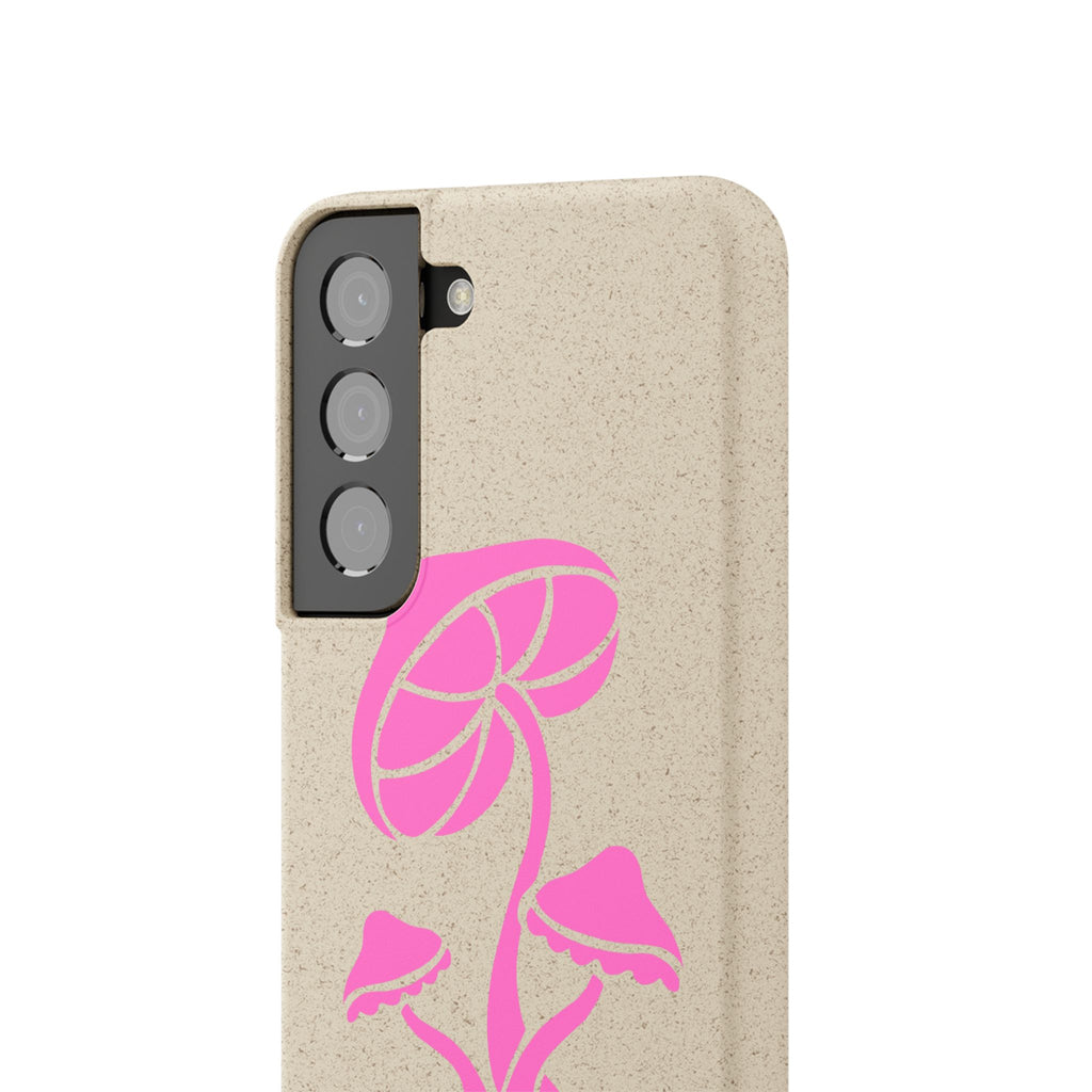 Eco-Friendly Phone Case with Pink Mushroom Design, Biodegradable Phone Cover, Sustainable Gift for Nature Lovers, Earth Day Gift, Cute Phone