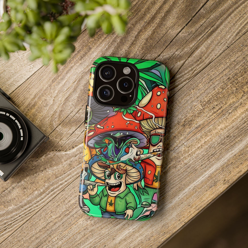 Vibrant Phone Case Featuring Funky Mushroom Art, Tough Cases, Trendy Accessories, Unique Gifts, Eclectic Style, Phone Protection