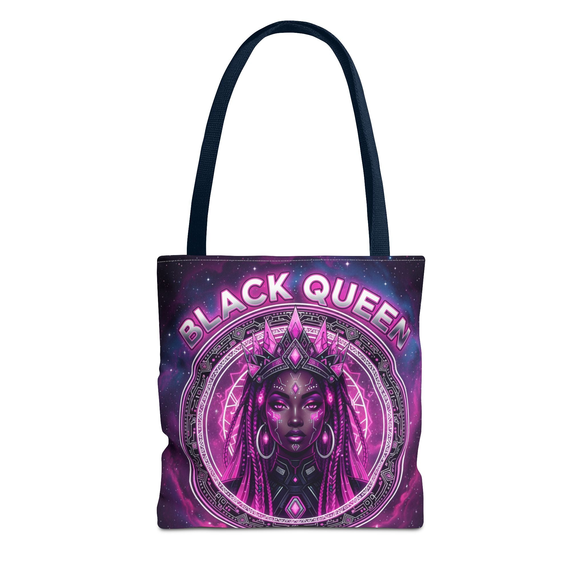 Black Queen Art Tote Bag — Afrocentric Cosmic Portrait Tote