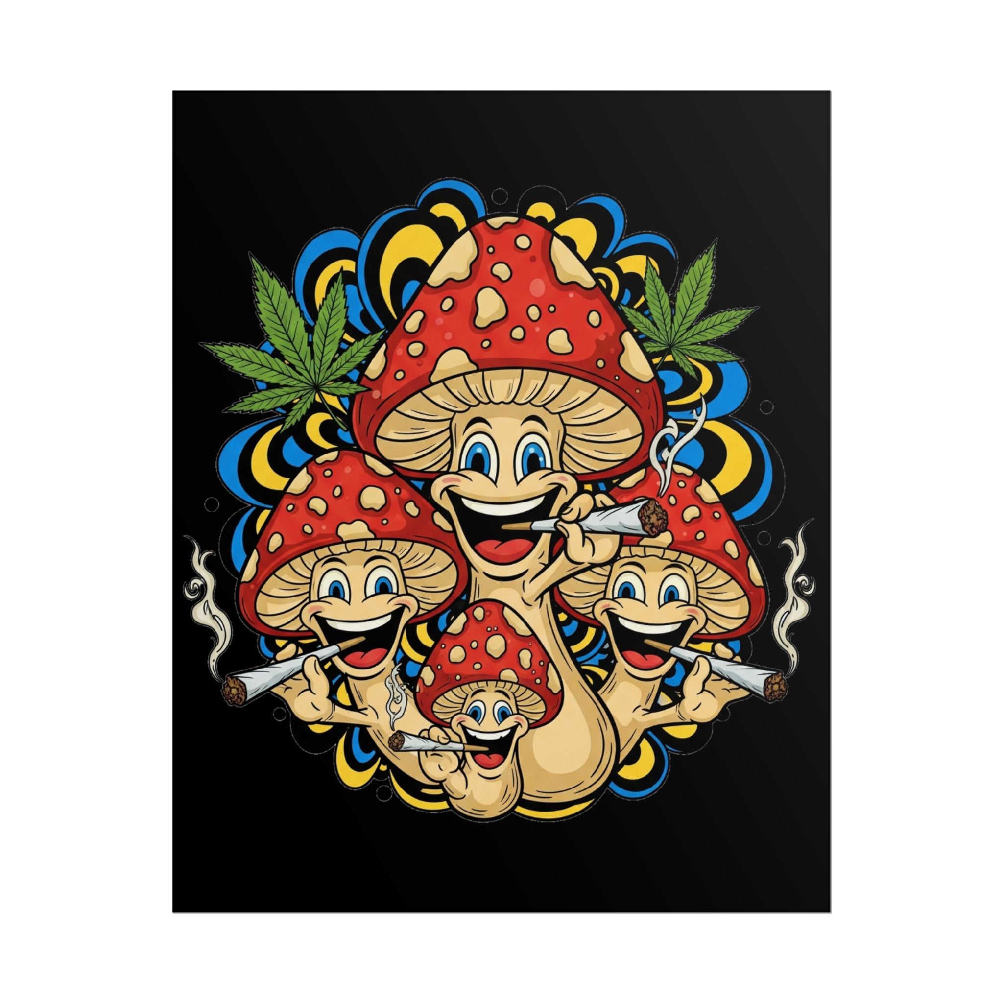 Whimsical Mushroom Art Prints, Psychedelic Decor, Unique Wall Art, Gift for Mushroom Lovers, Bohemian Home Decor