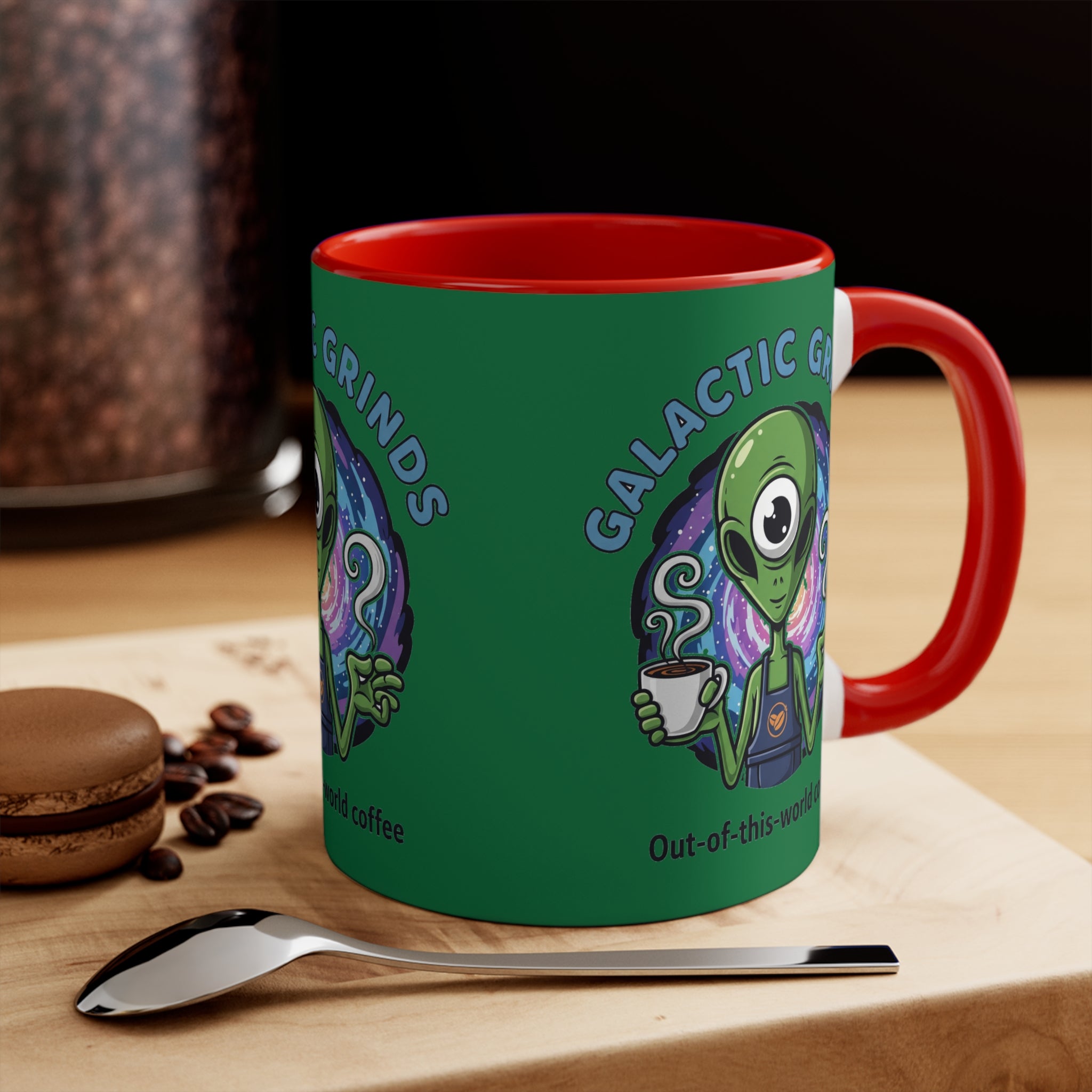 Galactic Grinds Alien Accent Mug - Fun Coffee Mug, Space Lover Gift, Unique Kitchen Decor, Whimsical Alien Design, Out-of-this-world Coffee
